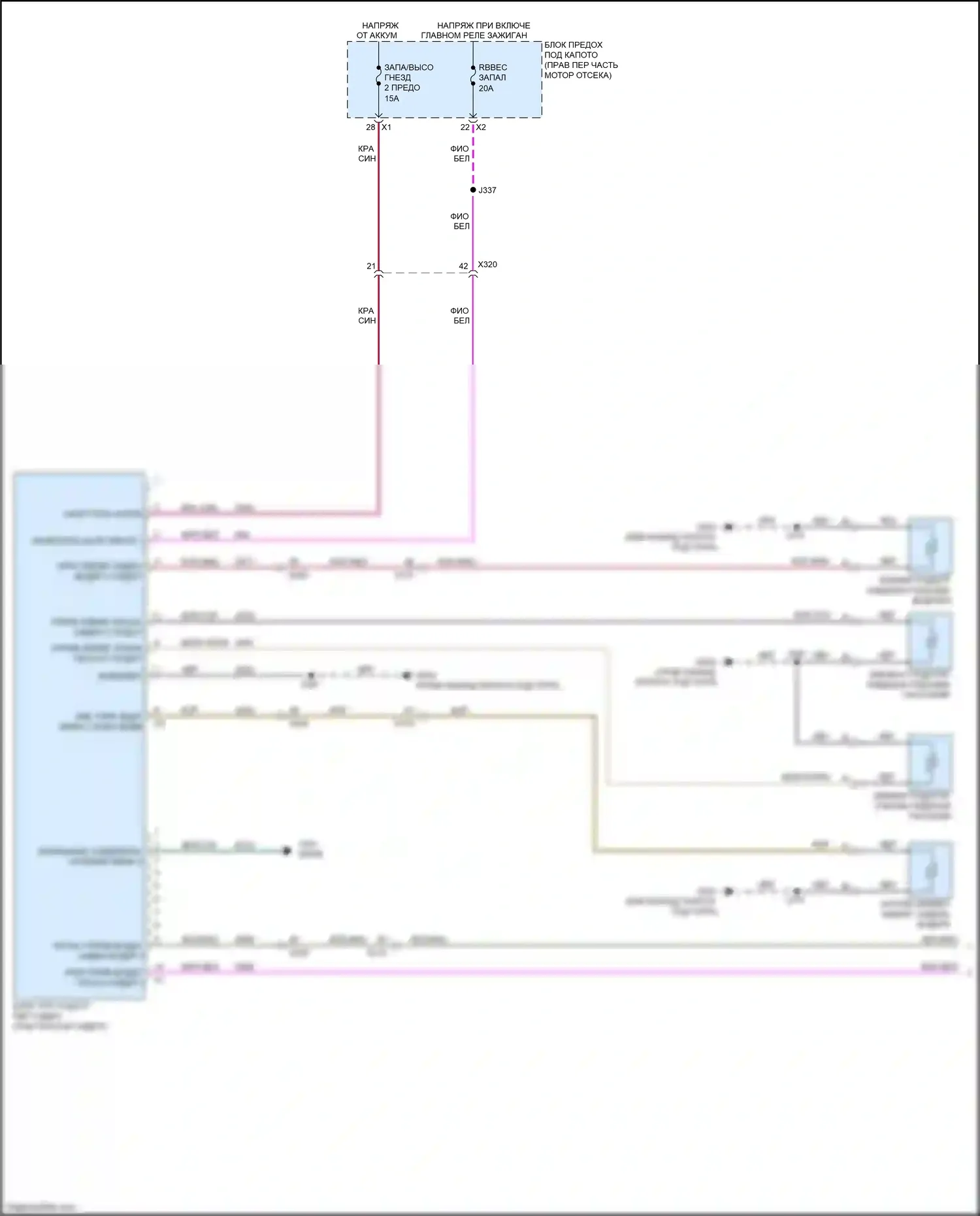 CTS-V Cadillac III (2013-2019): Электросхема передних обогреваемых сидений, с передним каркасом сиденьем recaro (1 из 2) 