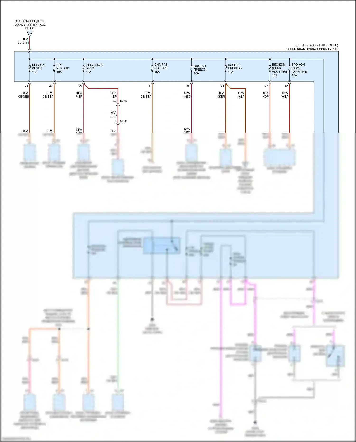 ELR Cadillac I рестайлинг (2015-2016): Электросхема блока предохранителей реле (3 из 6) 