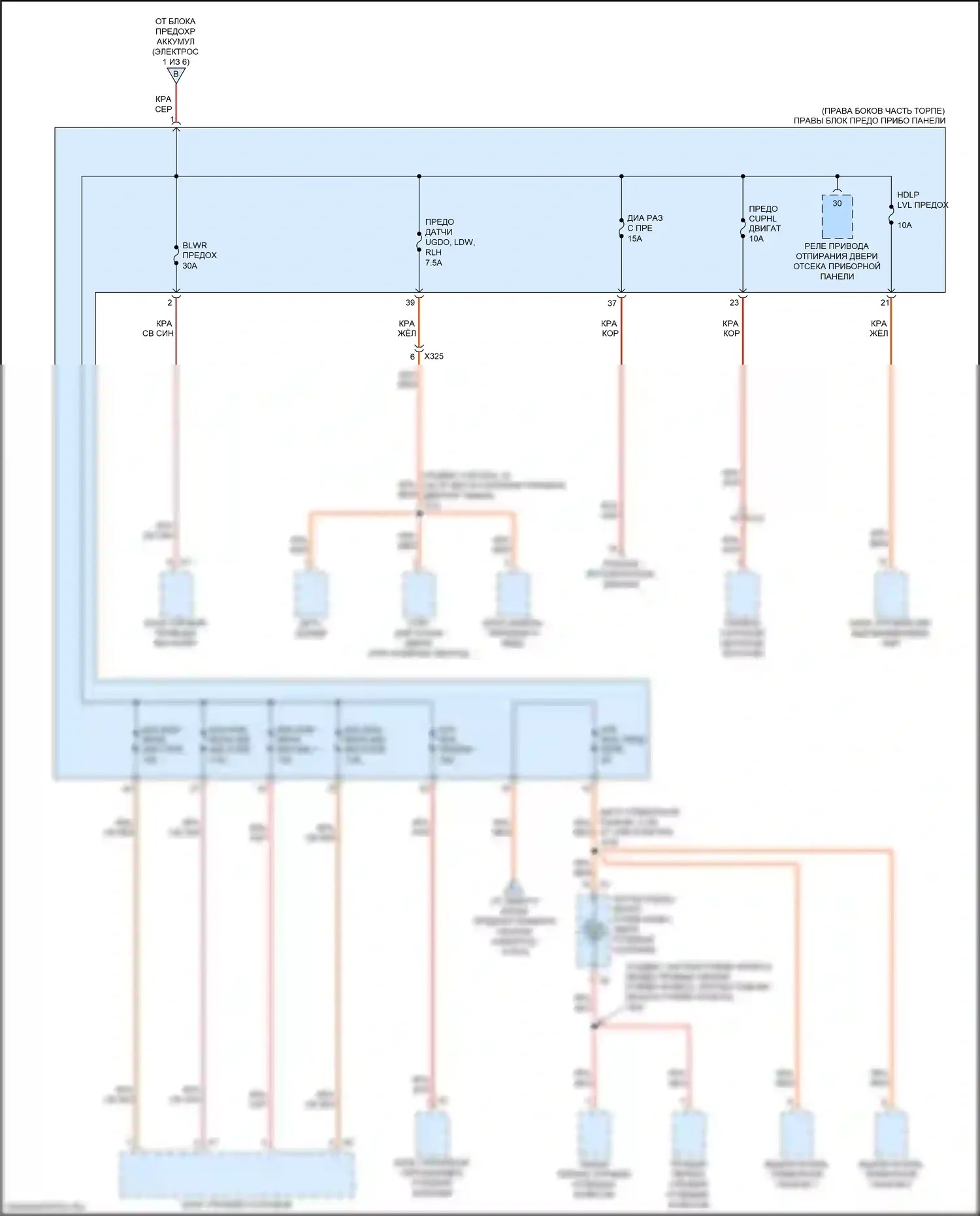 ELR Cadillac I рестайлинг (2015-2016): Электросхема блока предохранителей реле (4 из 6) 