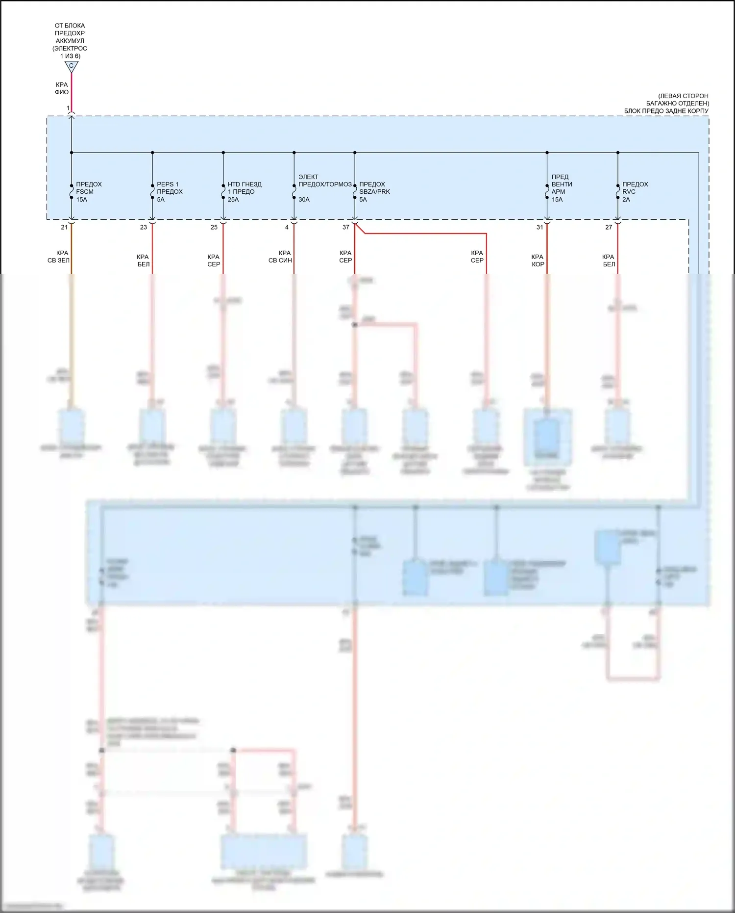 ELR Cadillac I рестайлинг (2015-2016): Электросхема блока предохранителей реле (5 из 6) 