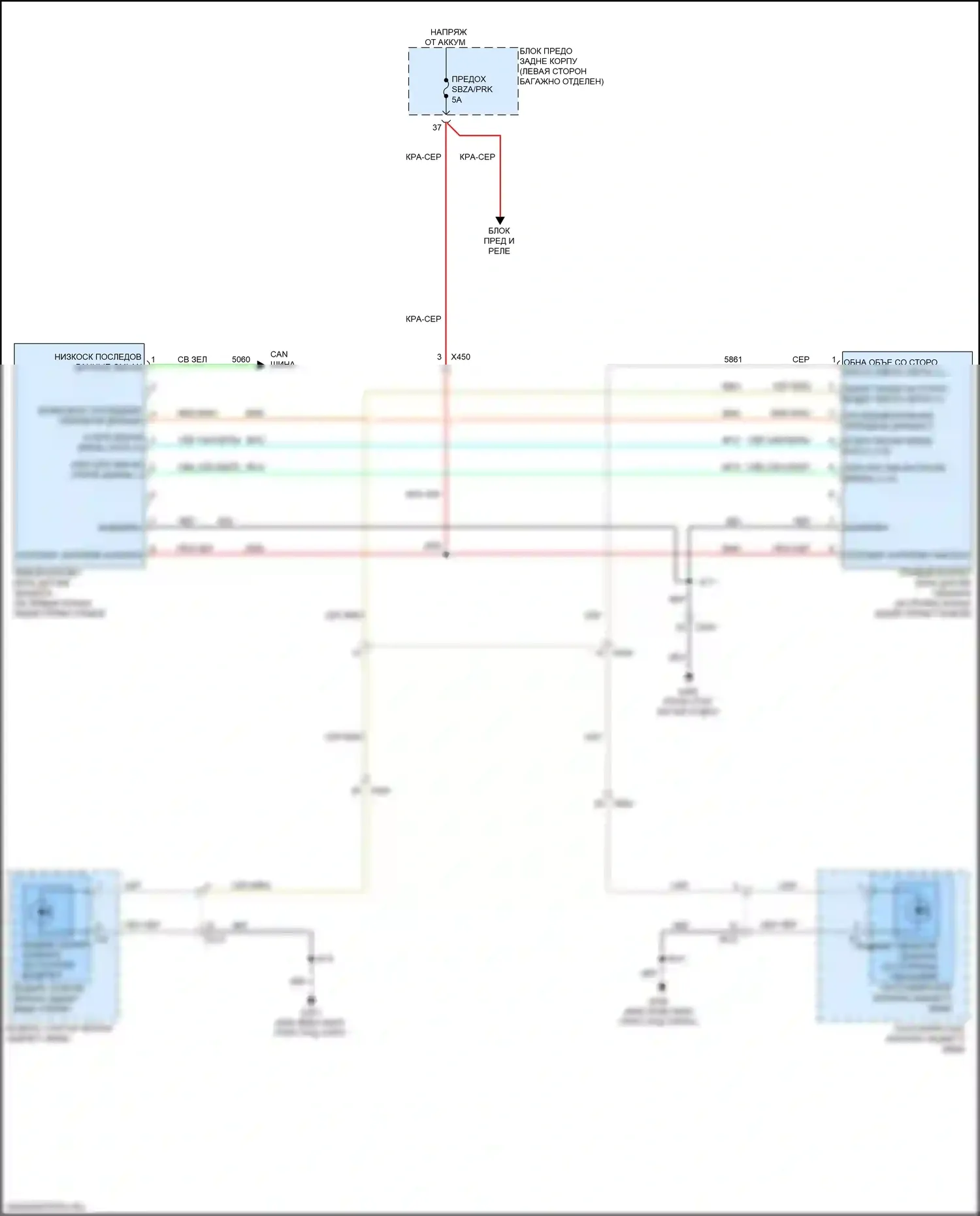 ELR Cadillac I рестайлинг (2015-2016): Электросхема мониторинга в слепой зоне 