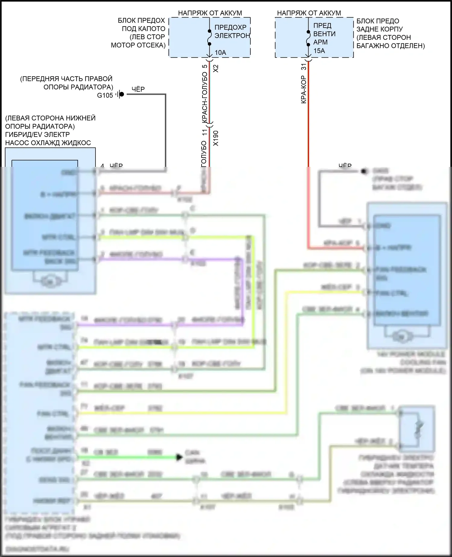 ELR Cadillac I рестайлинг (2015-2016): Электросхема гибридного вентилятора охлаждения 