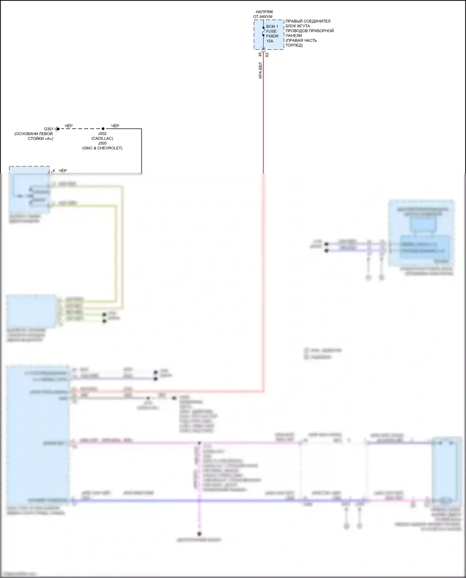 Escalade Cadillac GMT 1XX (2020-2024): Электросхема открытия лючка топливного бака 