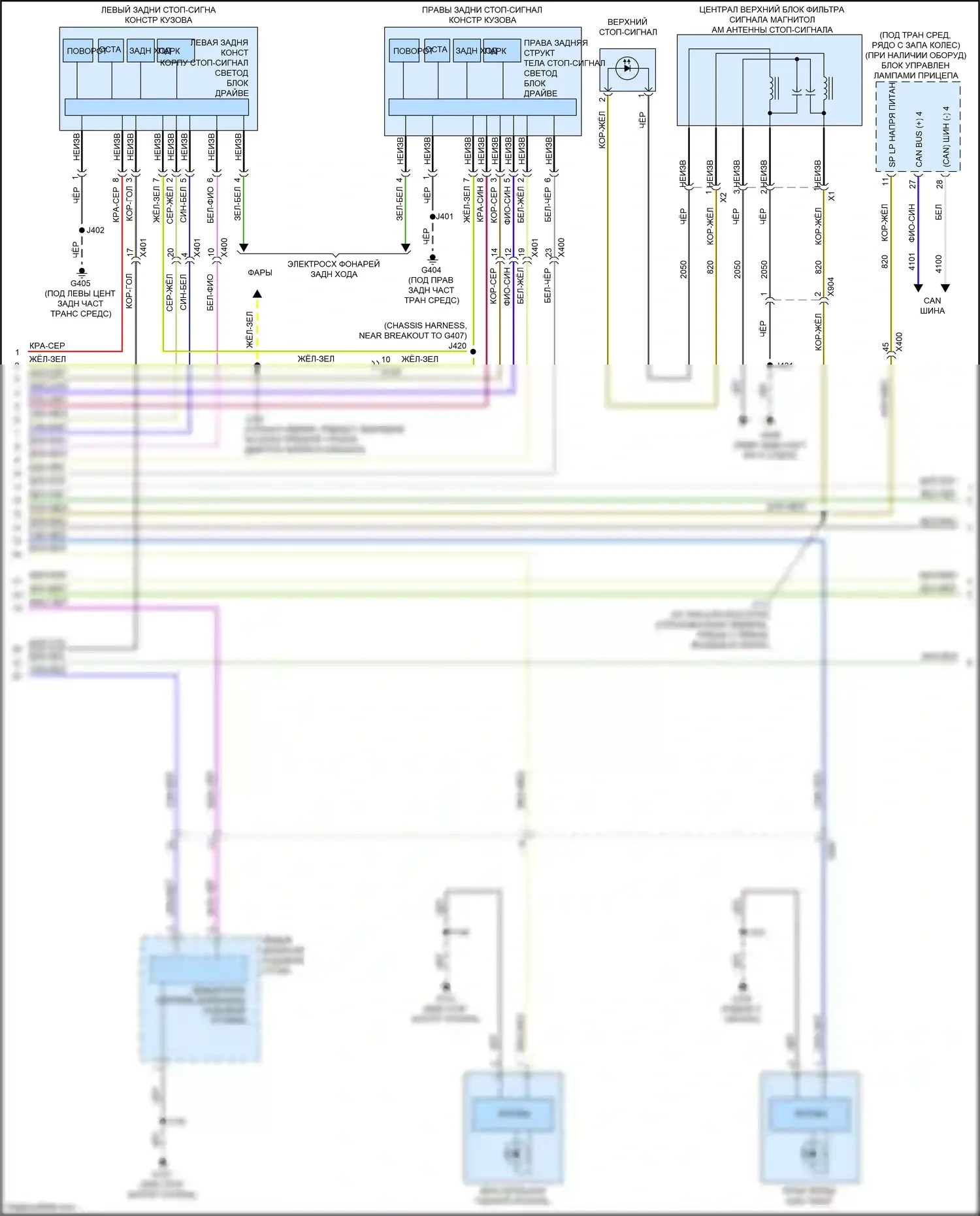 Escalade Cadillac GMT 1XX (2020-2024): Электросхема фар и фонарей (2 из 4) 