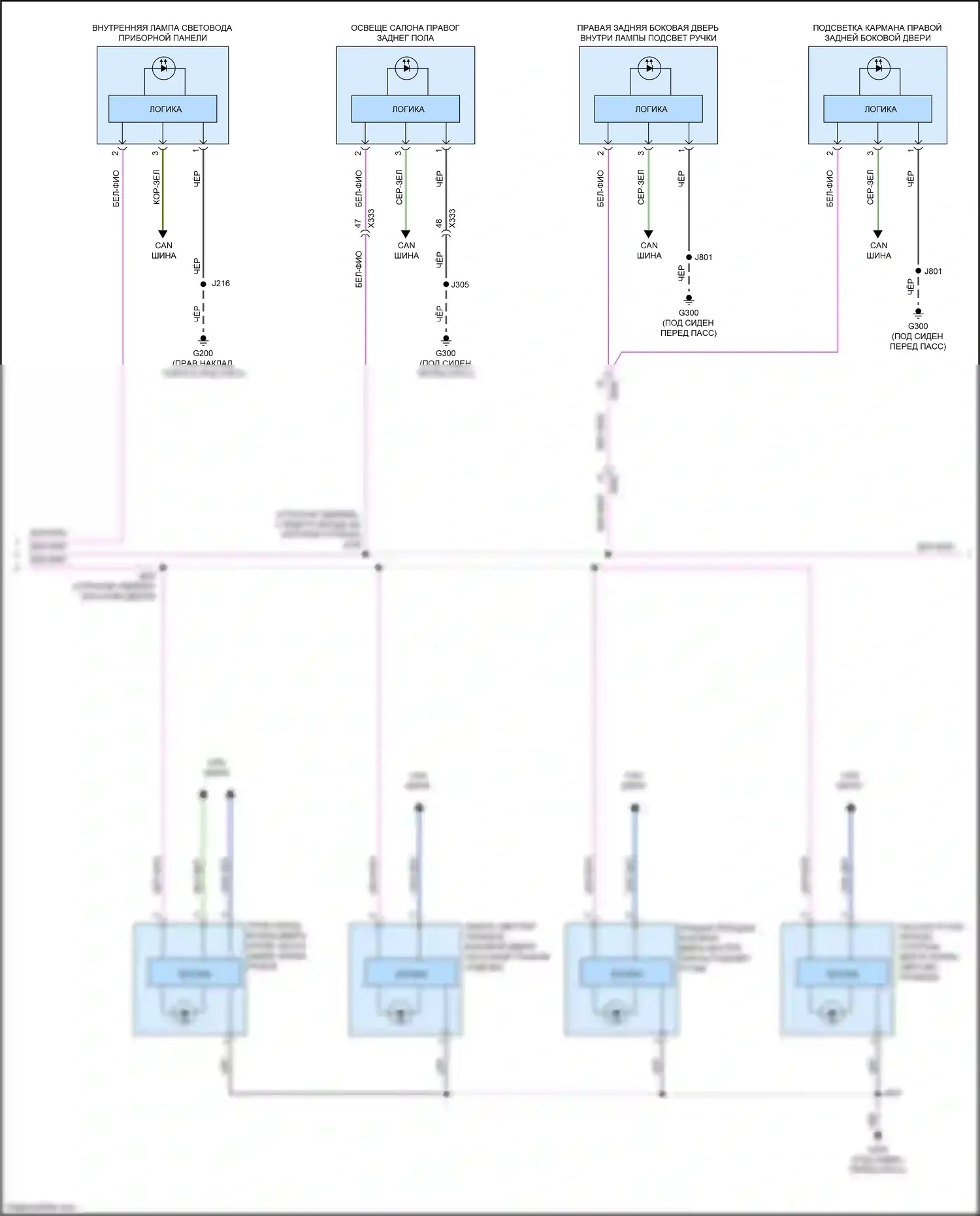 Escalade Cadillac GMT 1XX (2020-2024): Электросхема освещения салона (7 из 9) 