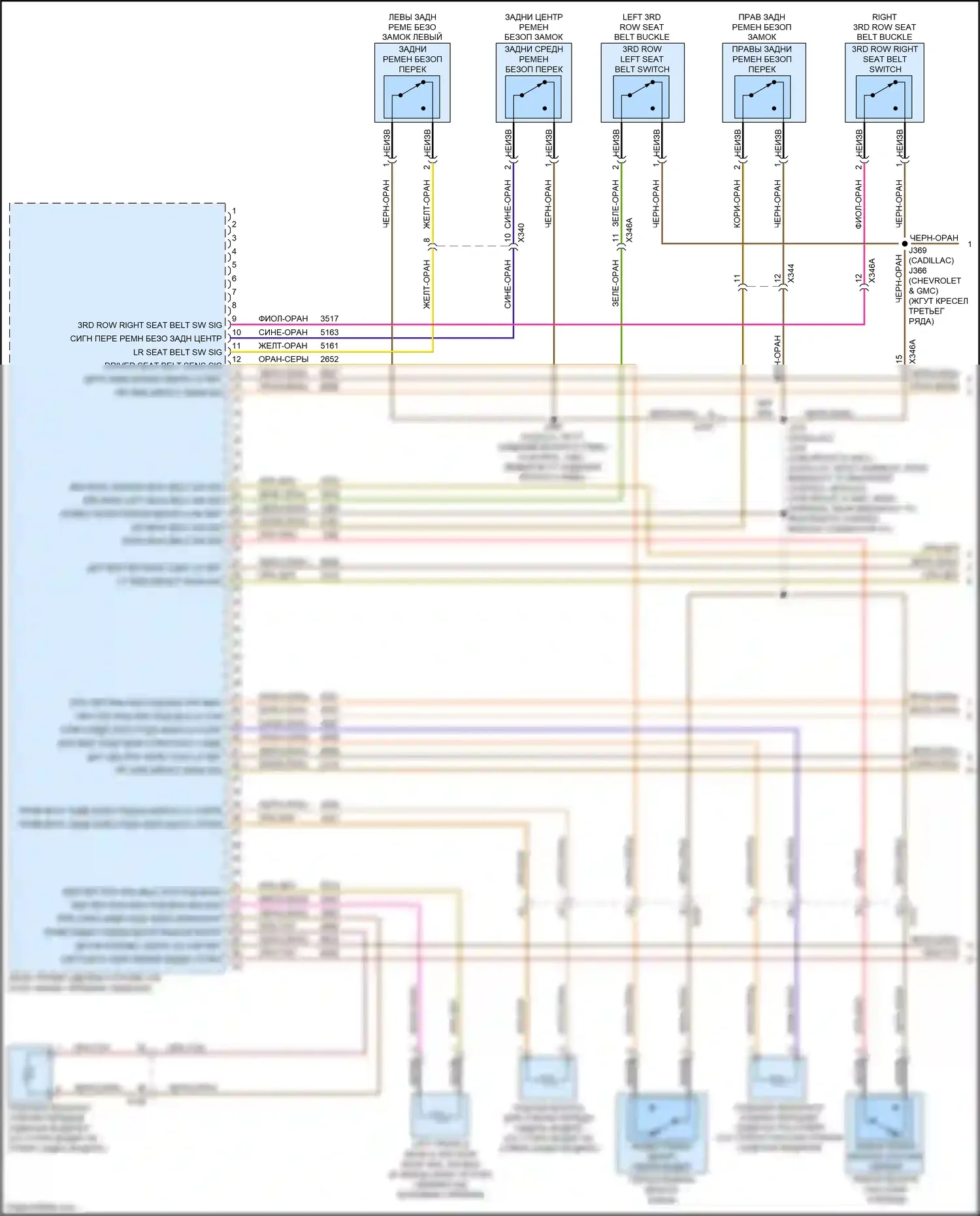 Escalade Cadillac GMT 1XX (2020-2024): Электросхема подушек безопасности (1 из 3) 