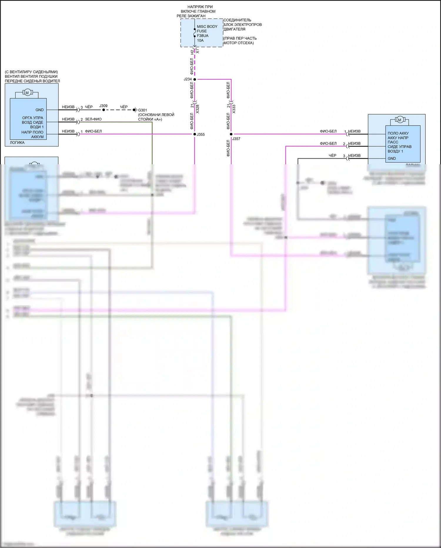 Escalade Cadillac GMT 1XX (2020-2024): Электросхема передних обогреваемых сидений (3 из 3) 