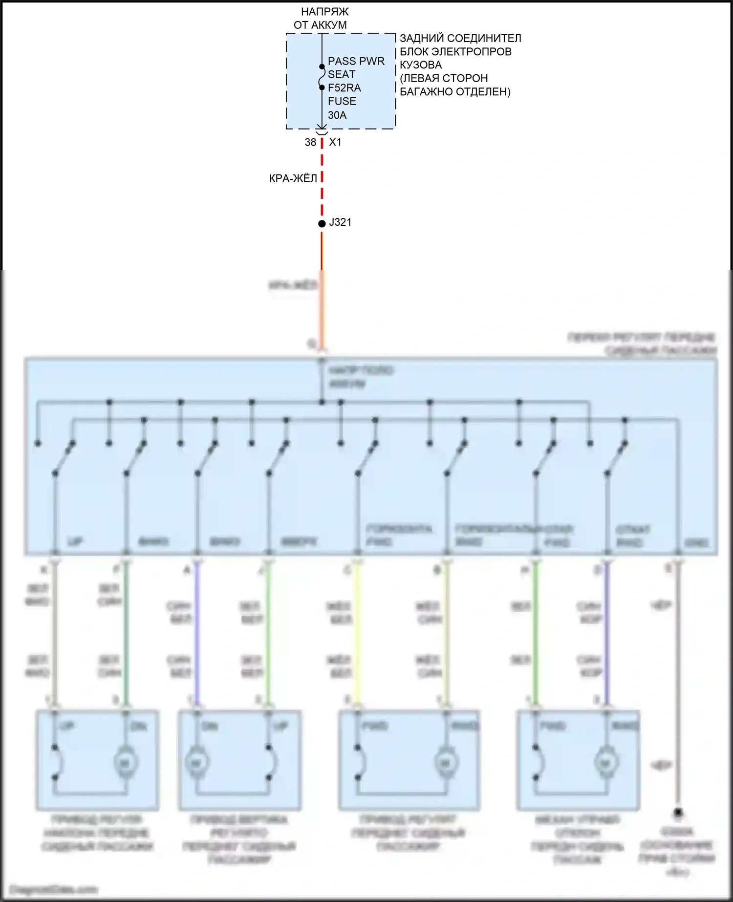 Escalade Cadillac GMT 1XX (2020-2024): Электросхема сиденья питания для пассажиров 