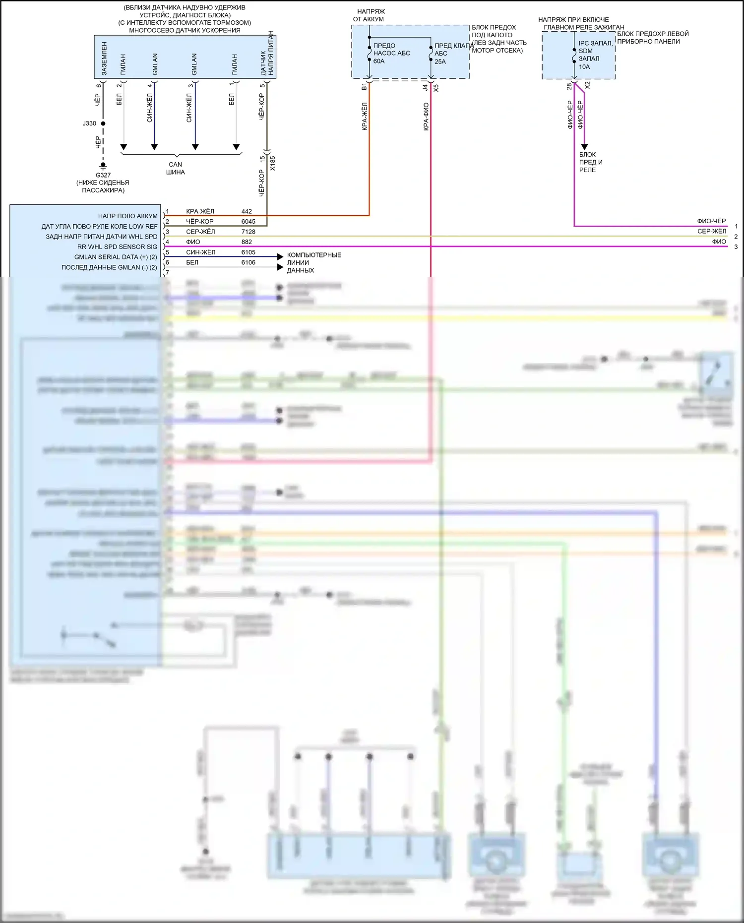 Escalade Cadillac GMT K2 (2014-2020): Электросхема антиблокировочного тормоза (1 из 2) 
