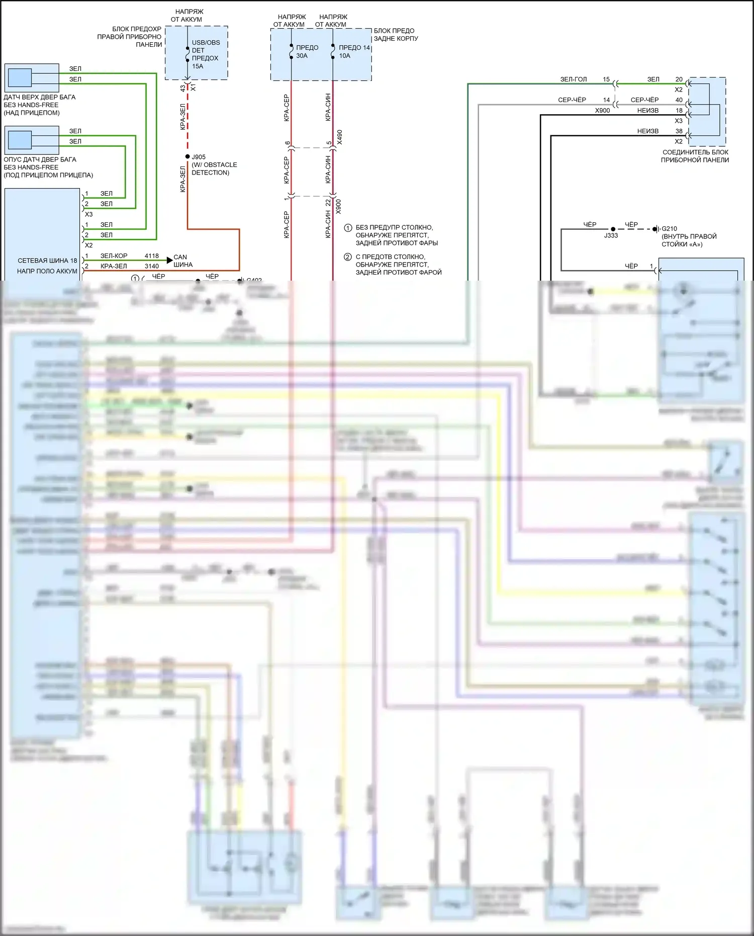 Escalade Cadillac GMT K2 (2014-2020): Электросхема двери силового багажника 