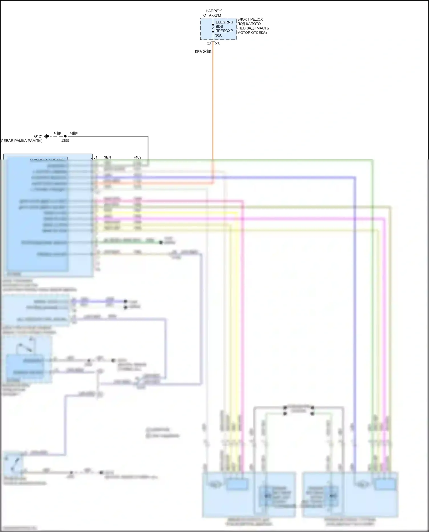 Escalade Cadillac GMT K2 (2014-2020): Электросхема выдвижных ходовых щитов 
