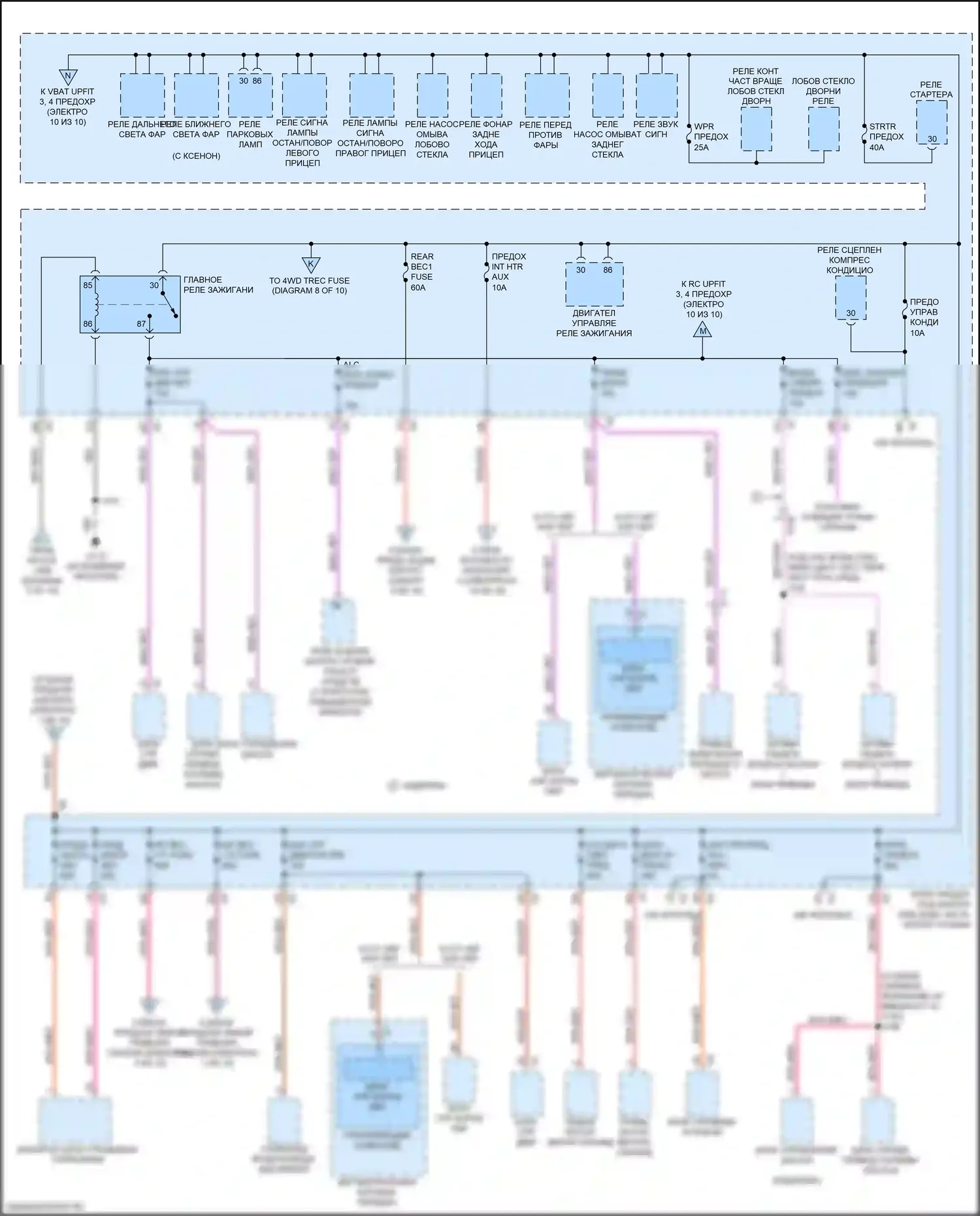 Escalade Cadillac GMT K2 (2014-2020): Электросхема блока предохранителей реле (2 из 10) 