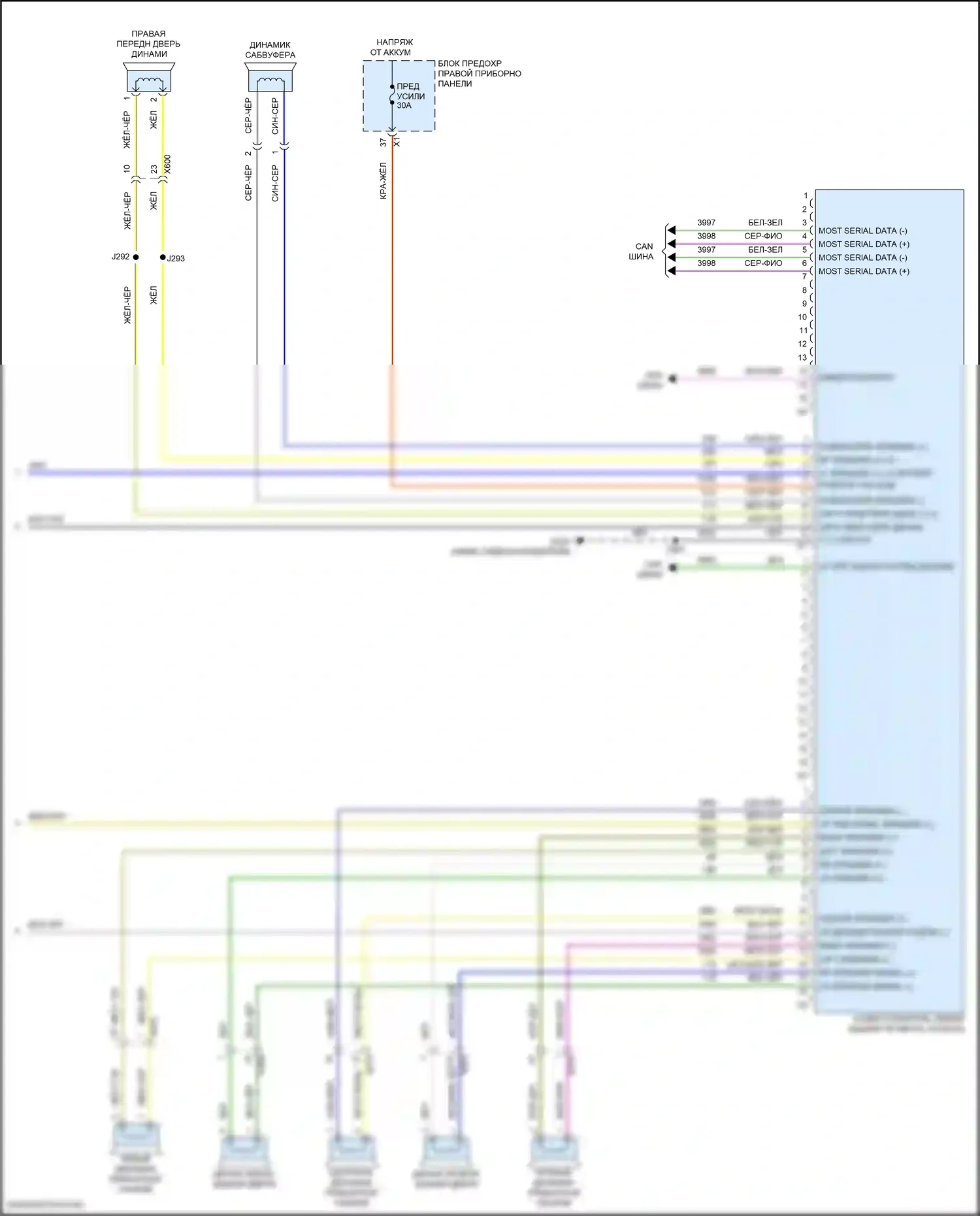 Escalade Cadillac GMT K2 (2014-2020): Электросхема магнитолы премиум-класса, с усилителем объемного звучания, без аудиофайла (6 из 6) 