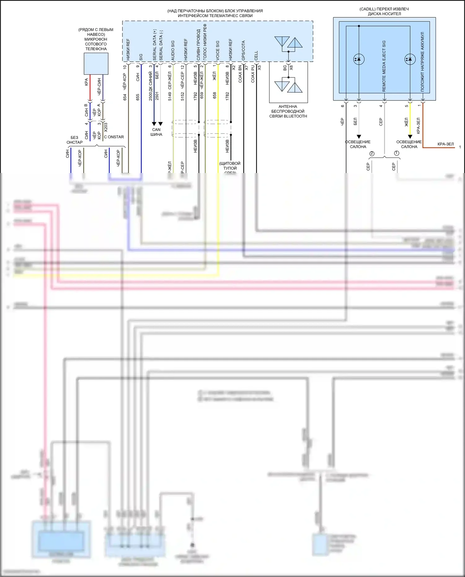 Escalade Cadillac GMT K2 (2014-2020): Электросхема магнитолы премиум-класса, с усилителем объемного звучания и аудиофайлом (2 из 6) 