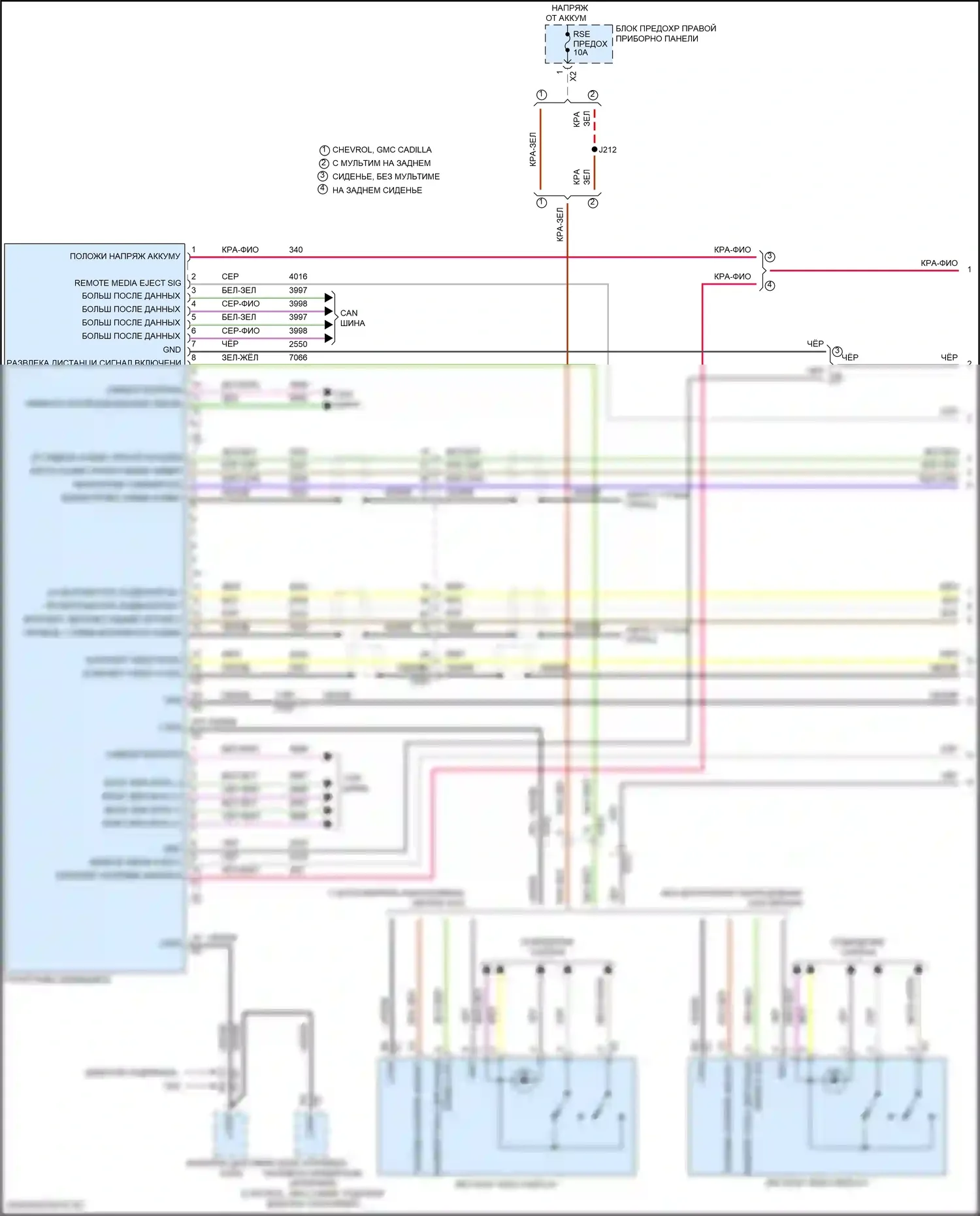 Escalade Cadillac GMT K2 (2014-2020): Электросхема видеосистемы (1 из 3) 