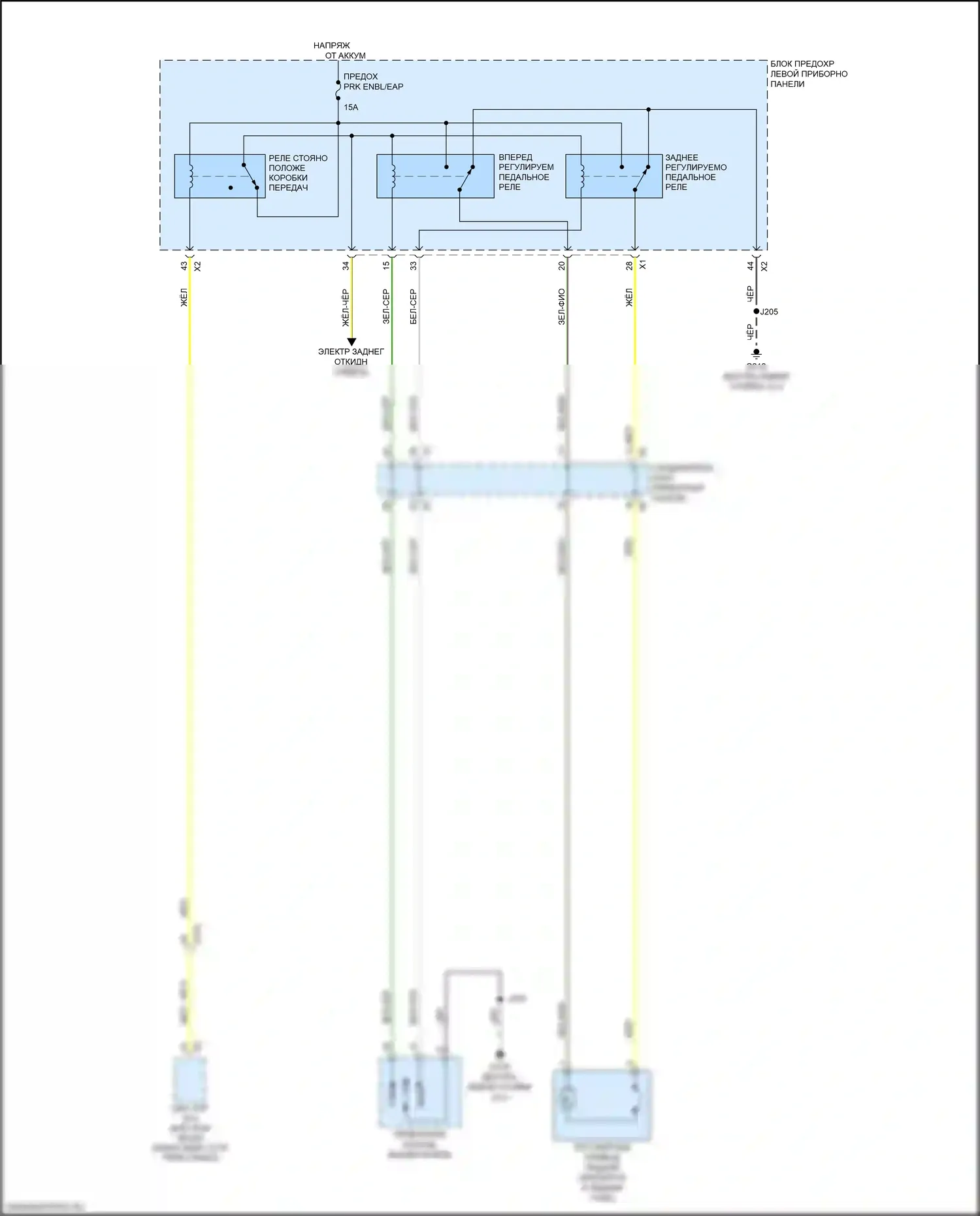 Escalade Cadillac GMT K2 (2014-2020): Электросхема регулируемой педали 
