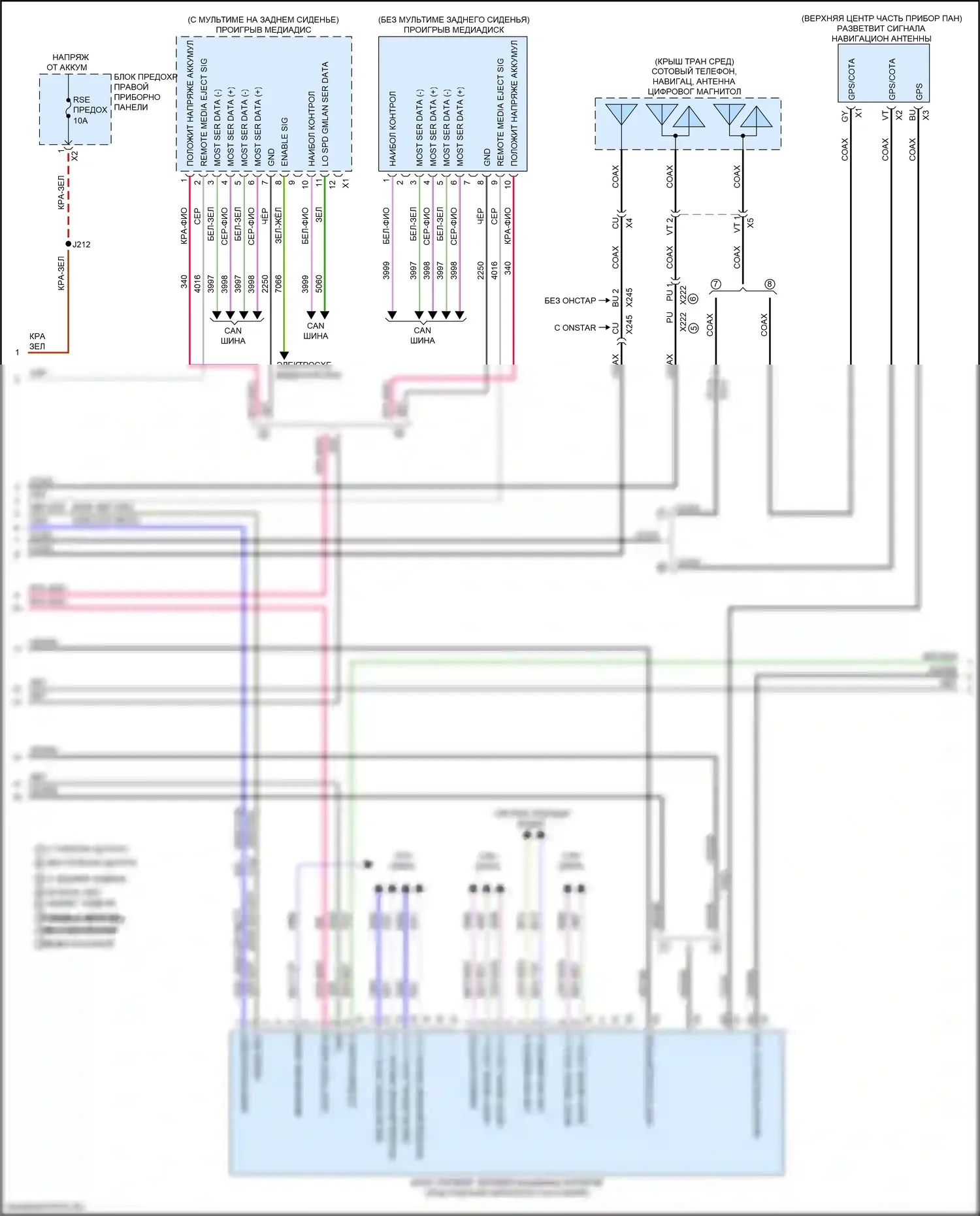 Escalade Cadillac GMT K2 (2014-2020): Электросхема навигации, базовой (4 из 6) 