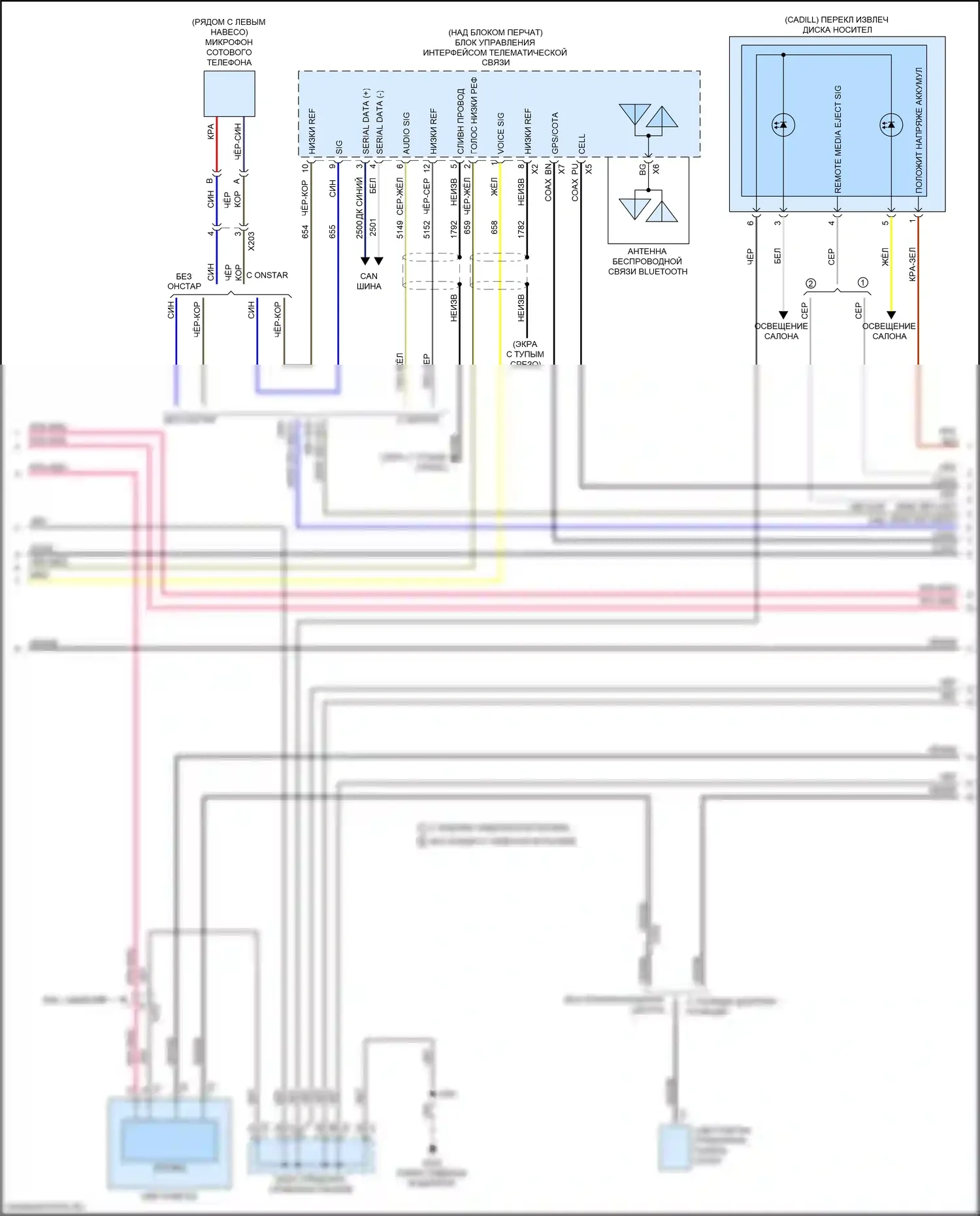 Escalade Cadillac GMT K2 (2014-2020): Электросхема навигации, с объемным усилителем, без аудиофайла (2 из 6) 