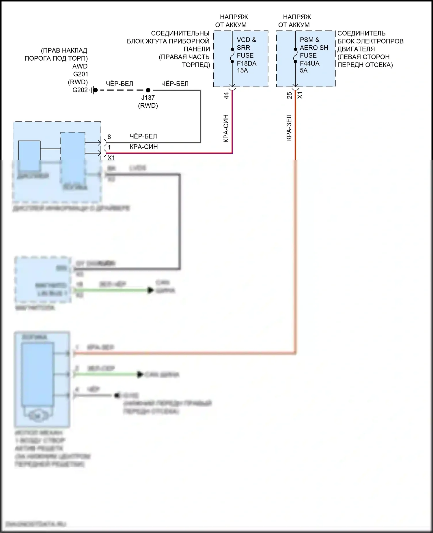 Lyriq Cadillac I (2022-2024): Электросхема створки решетки 