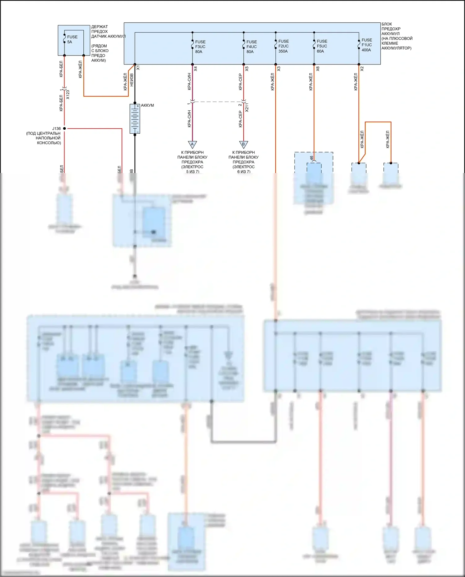 XT4 Cadillac I (2018-2023): Электросхема блока предохранителей реле (1 из 7) 
