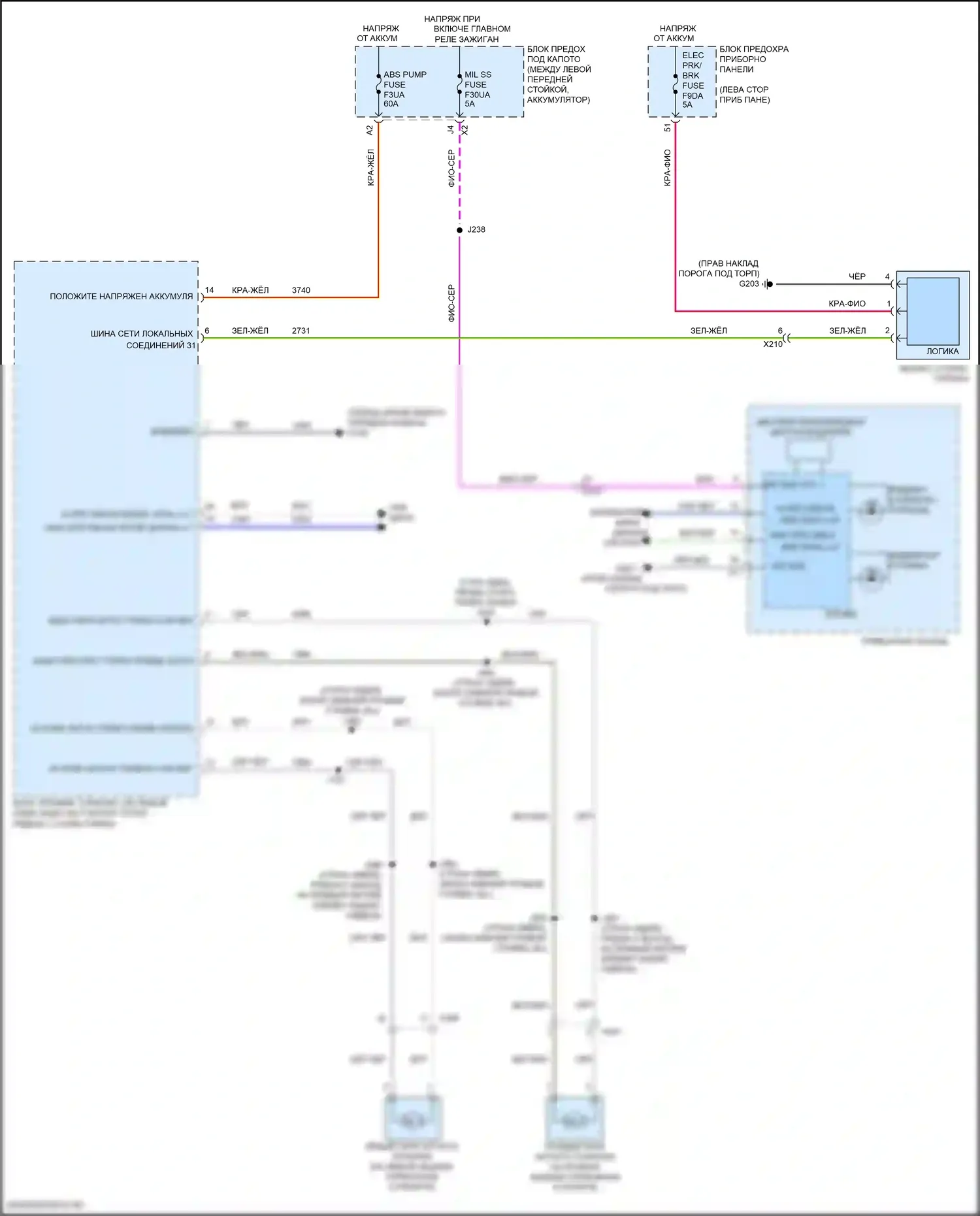 XT4 Cadillac I (2018-2023): Электросхема системы стояночного тормоза 