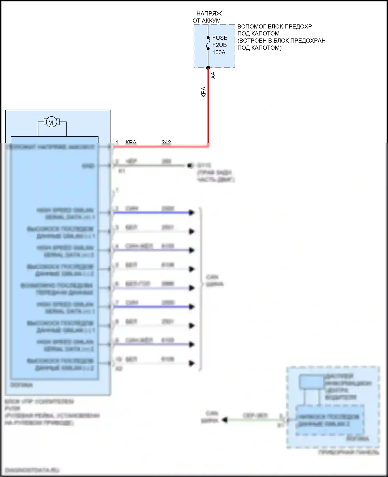 XT4 Cadillac I (2018-2023): Электросхема электроусилителя руля 