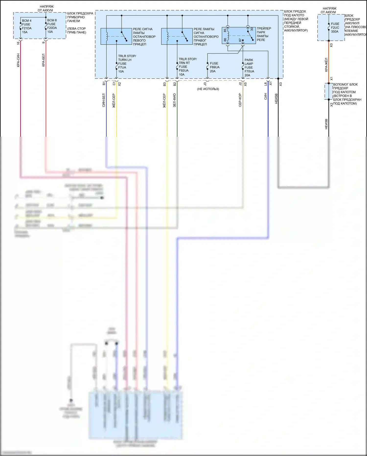 XT4 Cadillac I (2018-2023): Электросхема буксировки прицепа 