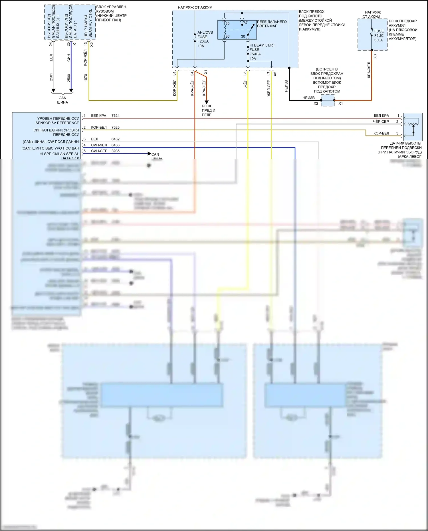 XT4 Cadillac I (2018-2023): Электросхема адаптивного переднего освещения 
