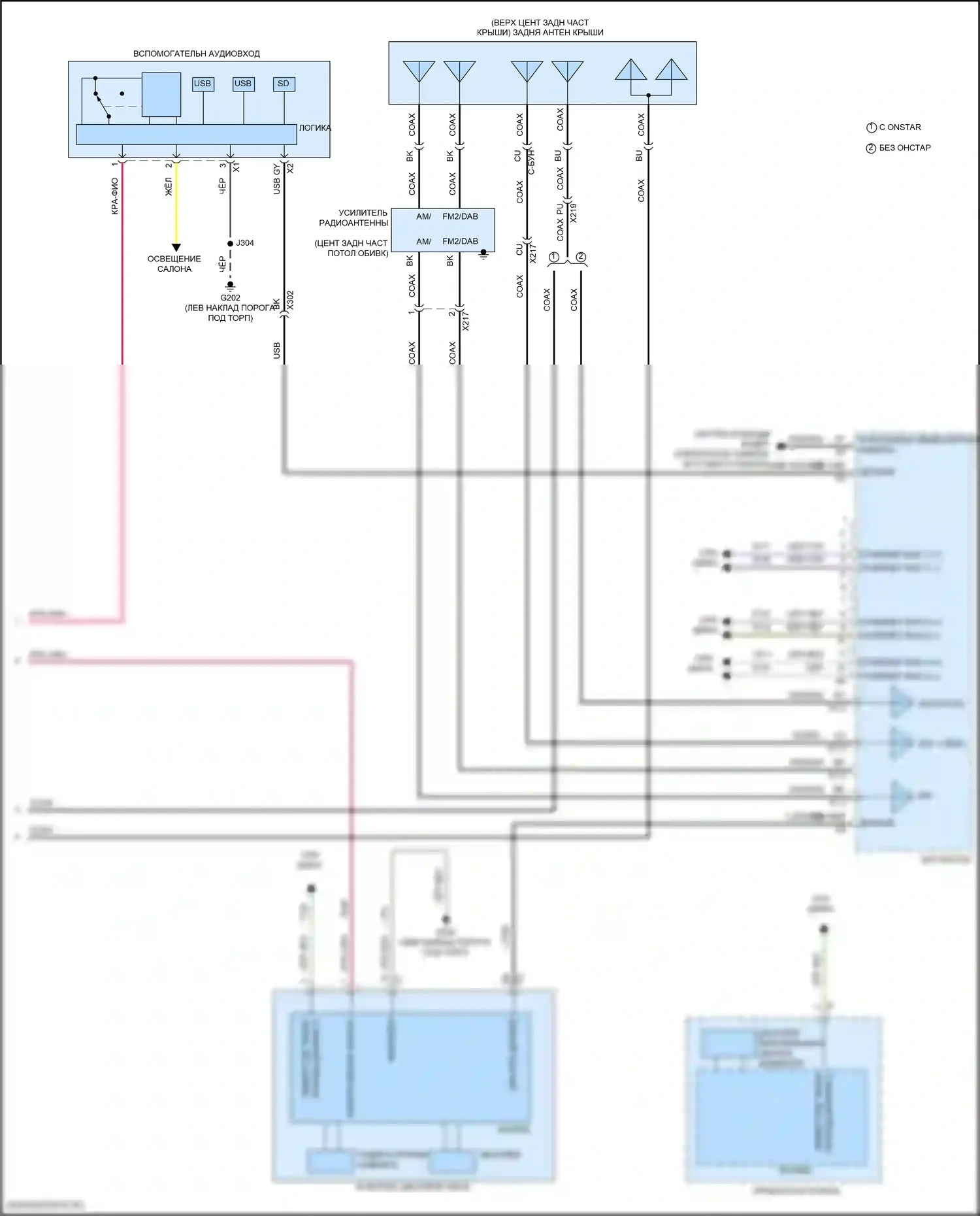 XT4 Cadillac I (2018-2023): Электросхема магнитолы, с усилителем объемного звучания (3 из 5) 
