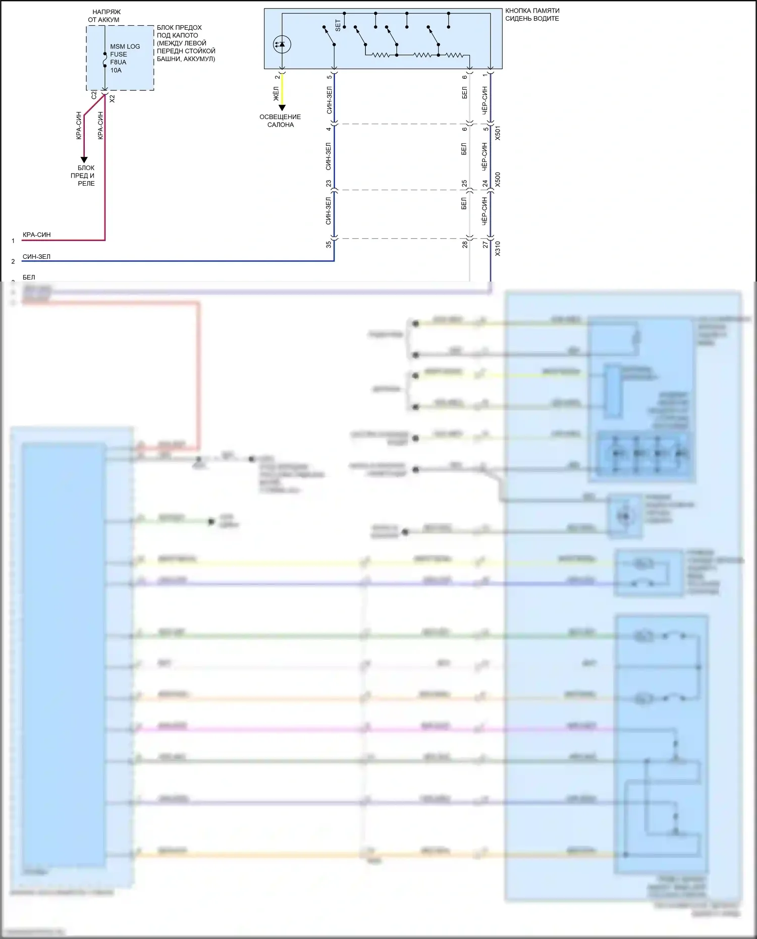 XT4 Cadillac I (2018-2023): Электросхема памяти зеркал (2 из 2) 