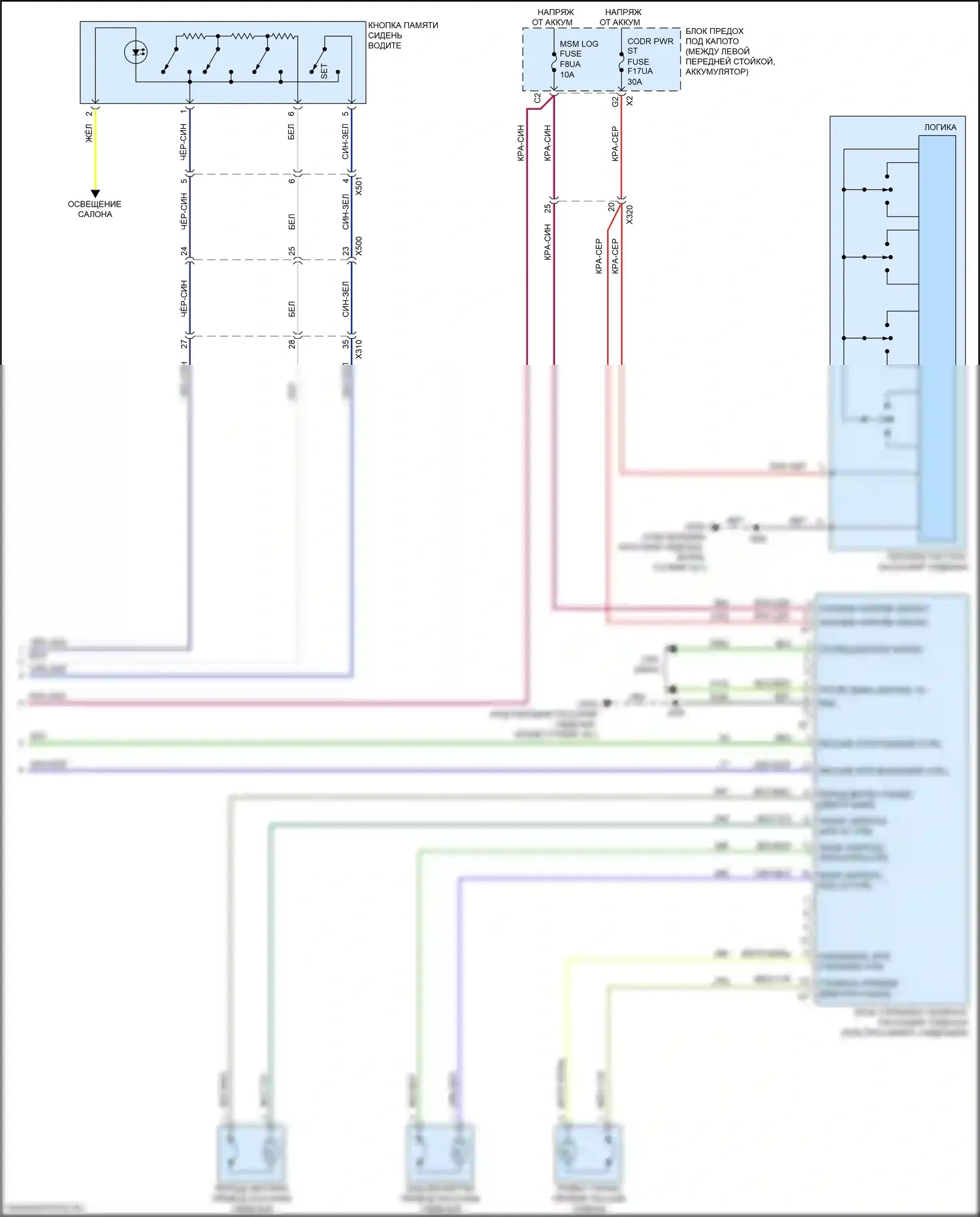 XT4 Cadillac I (2018-2023): Электросхема сиденья памяти пассажира (2 из 2) 