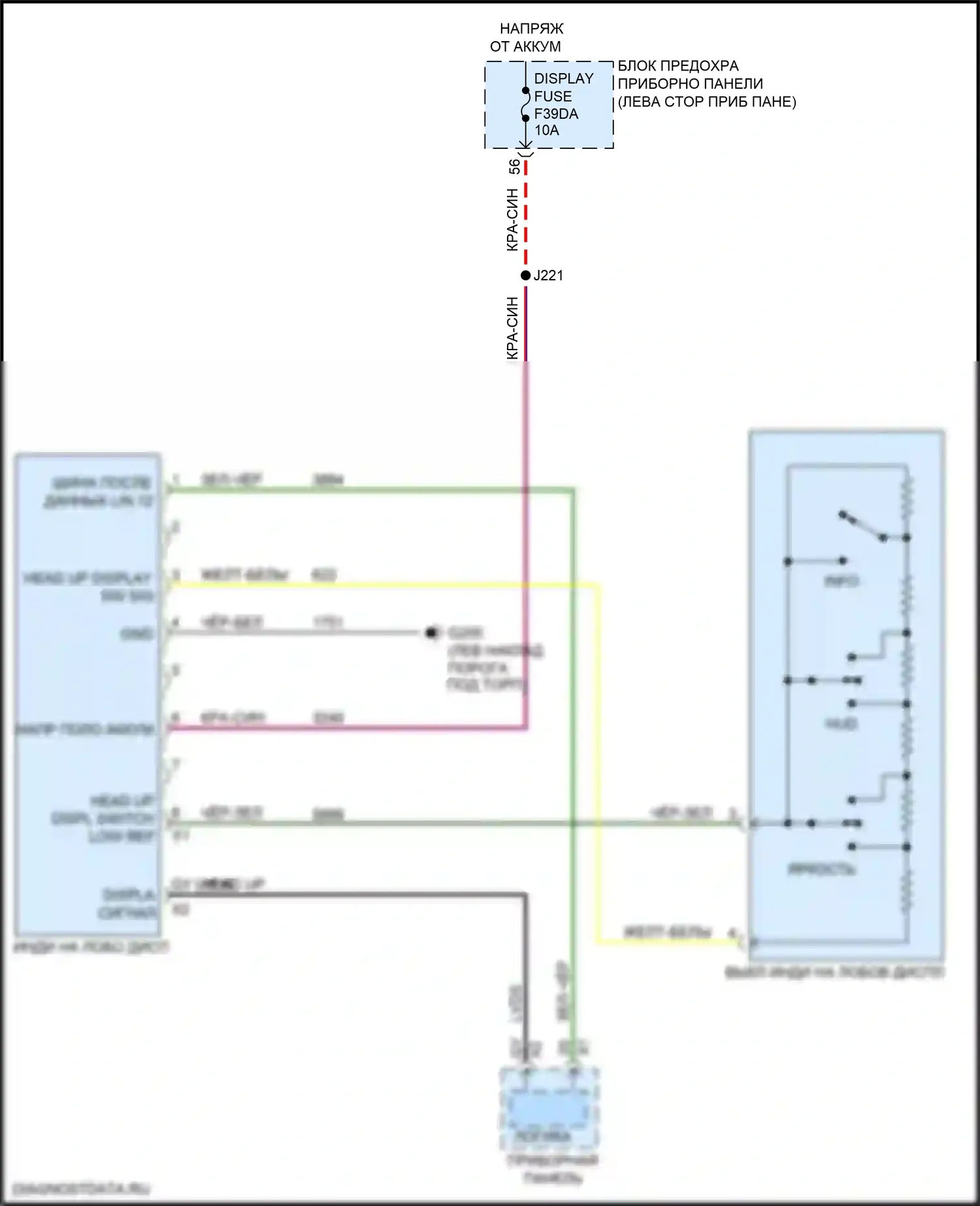 XT4 Cadillac I (2018-2023): Электросхема лобового дисплея 