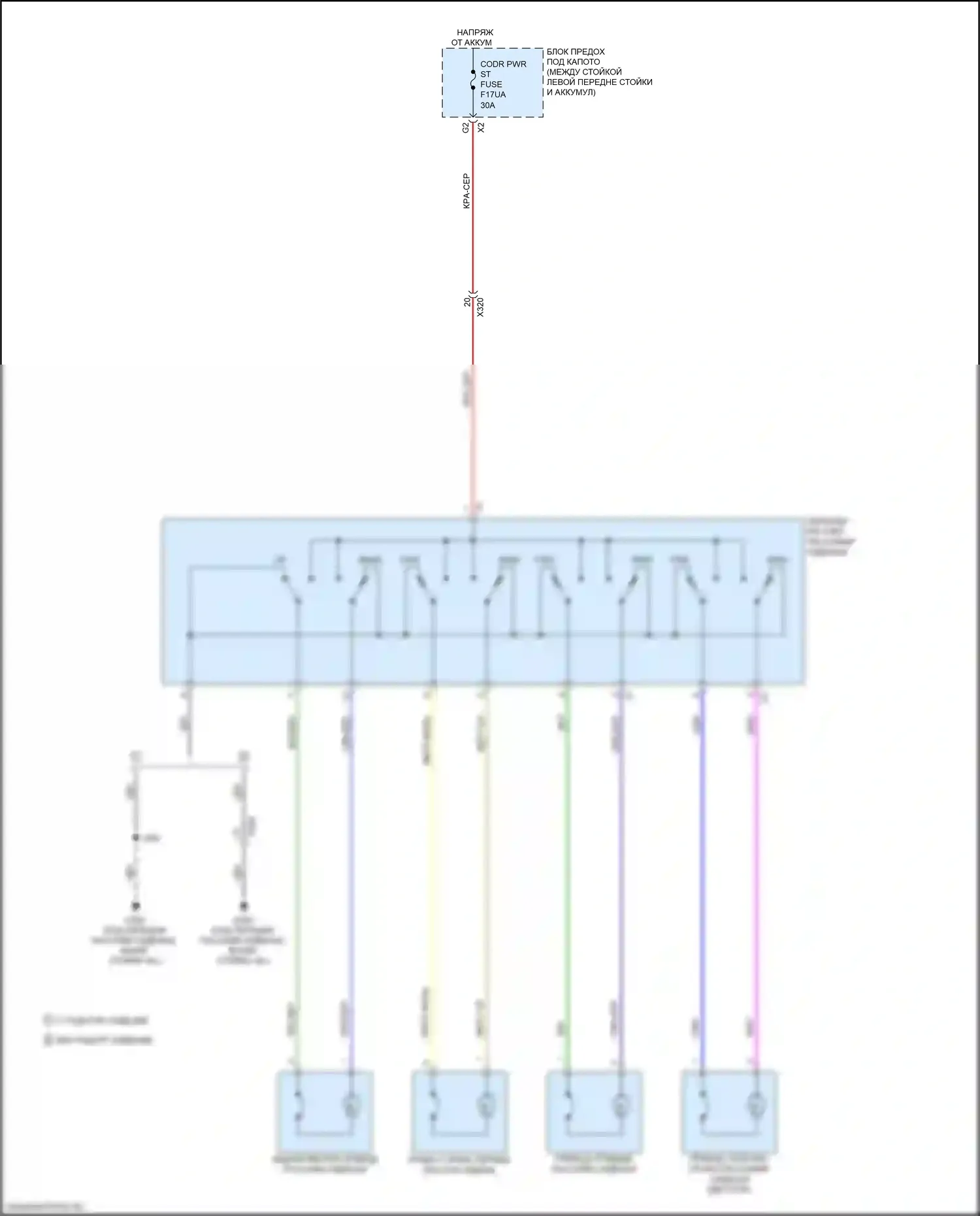 XT4 Cadillac I (2018-2023): Электросхема сиденья питания для пассажиров 