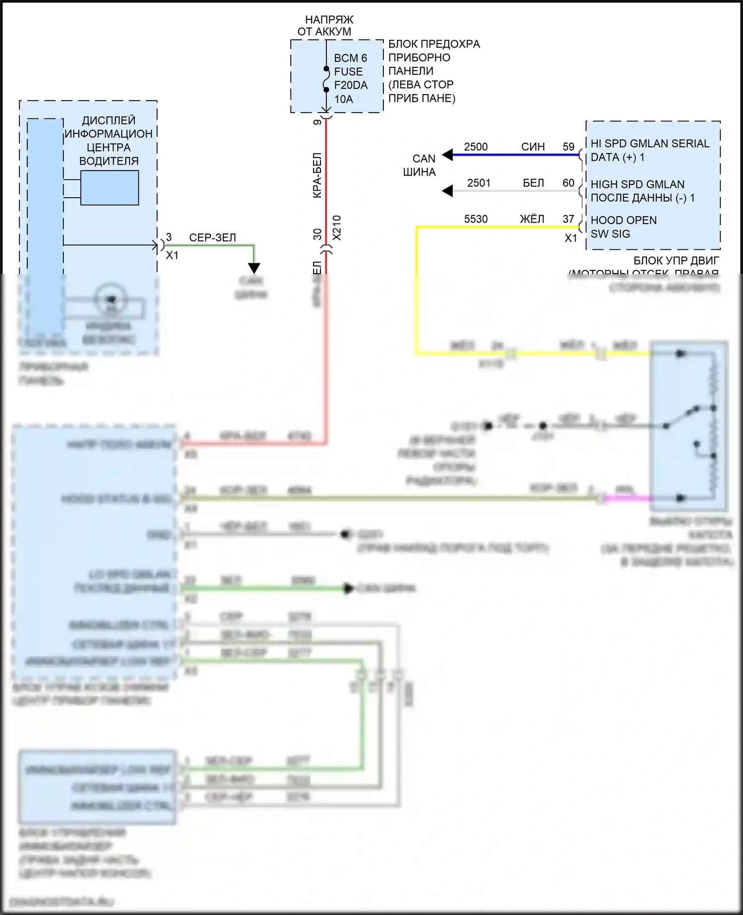 XT4 Cadillac I (2018-2023): Электросхема пассажирского ключа 