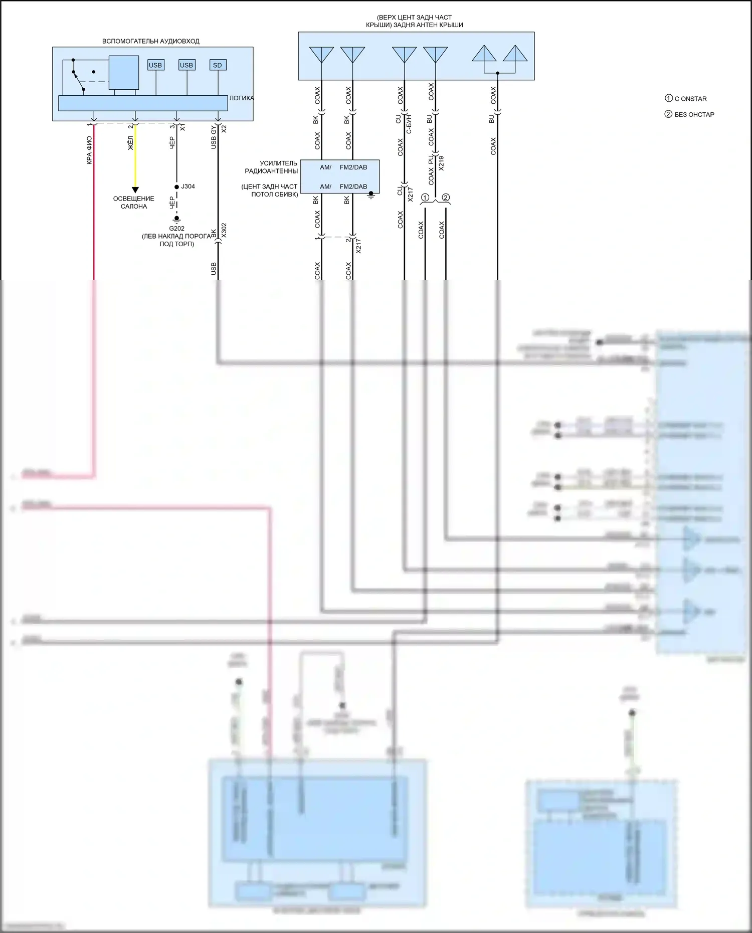 XT4 Cadillac I (2018-2023): Электросхема навигации, с объемным усилителем (3 из 5) 