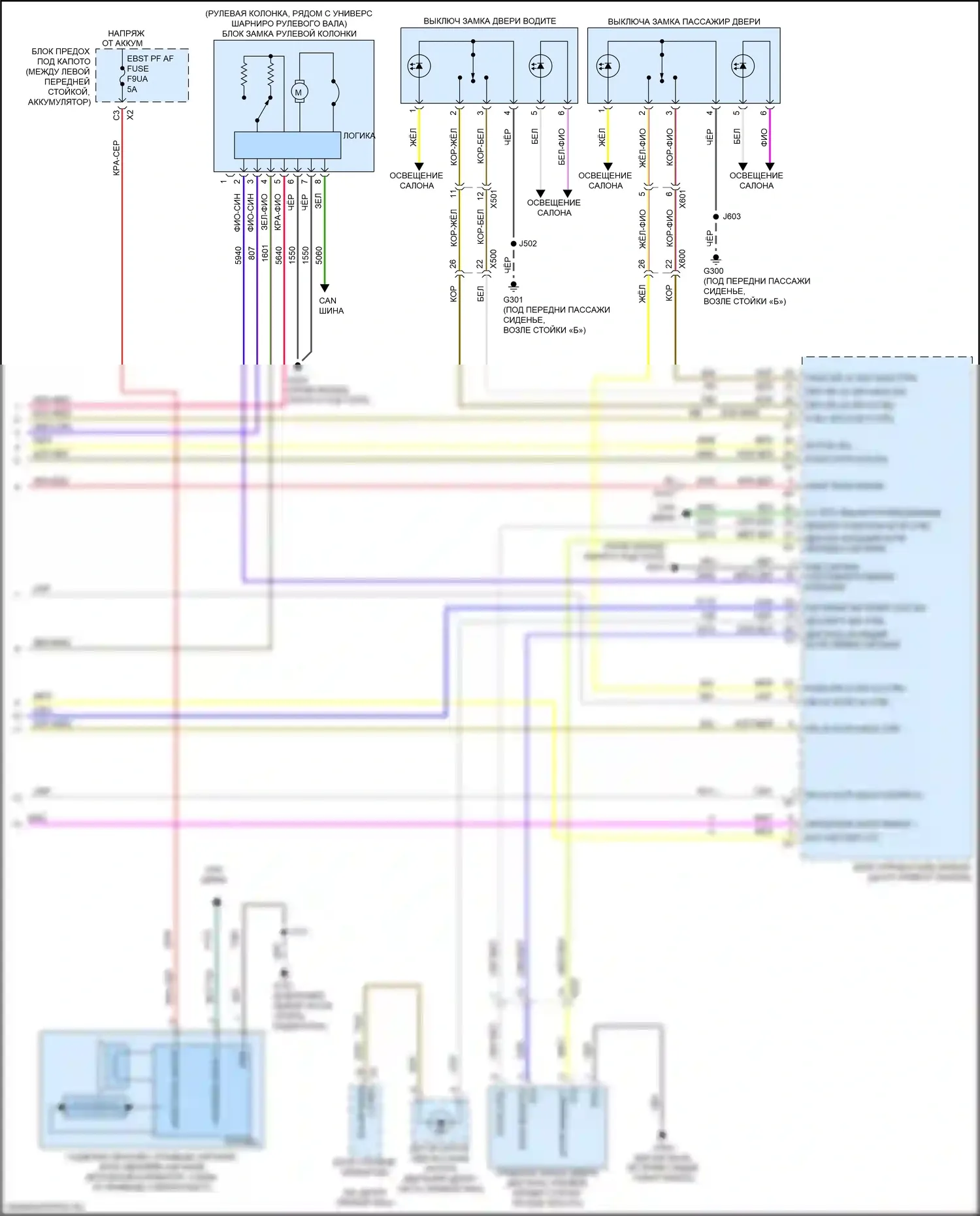 XT4 Cadillac I (2018-2023): Электросхема центрального замка (4 из 4) 