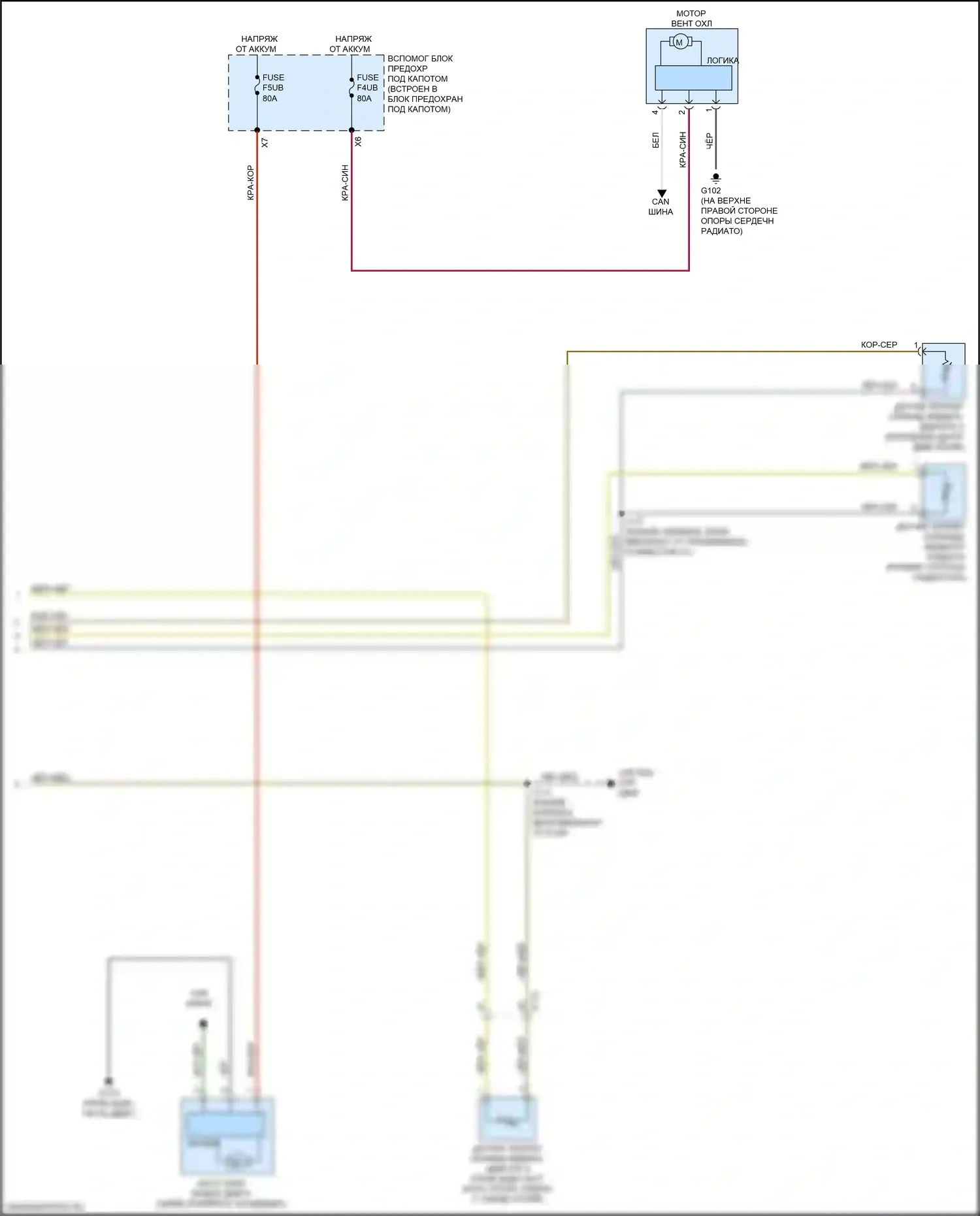 XT4 Cadillac I (2018-2023): Электросхема вентилятора охлаждения (2 из 2) 