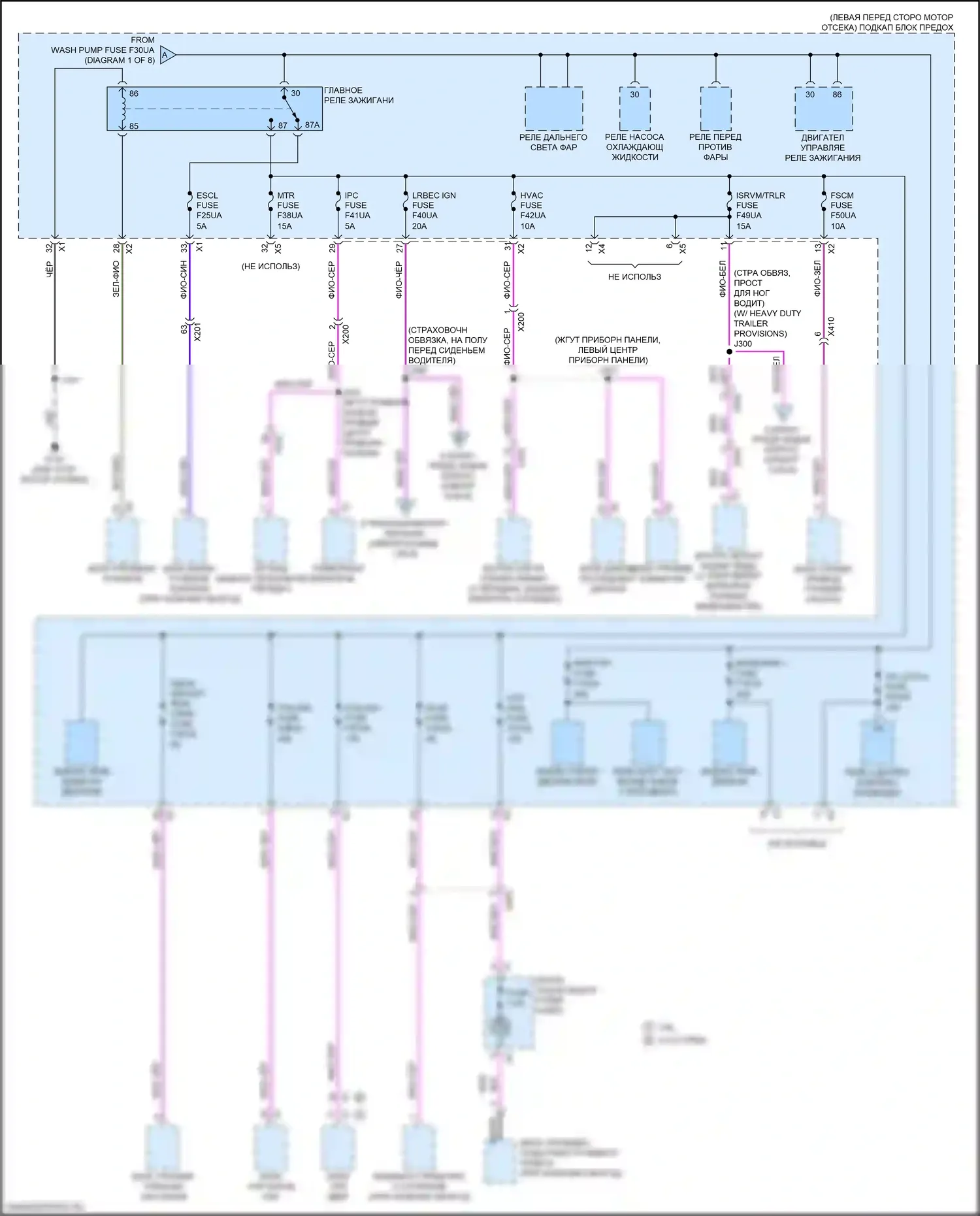 XT5 Cadillac I рестайлинг (2019-2024): Электросхема блока предохранителей реле (2 из 8) 