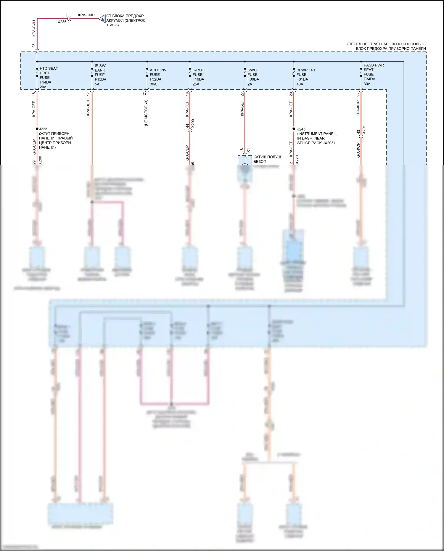 XT5 Cadillac I рестайлинг (2019-2024): Электросхема блока предохранителей реле (5 из 8) 