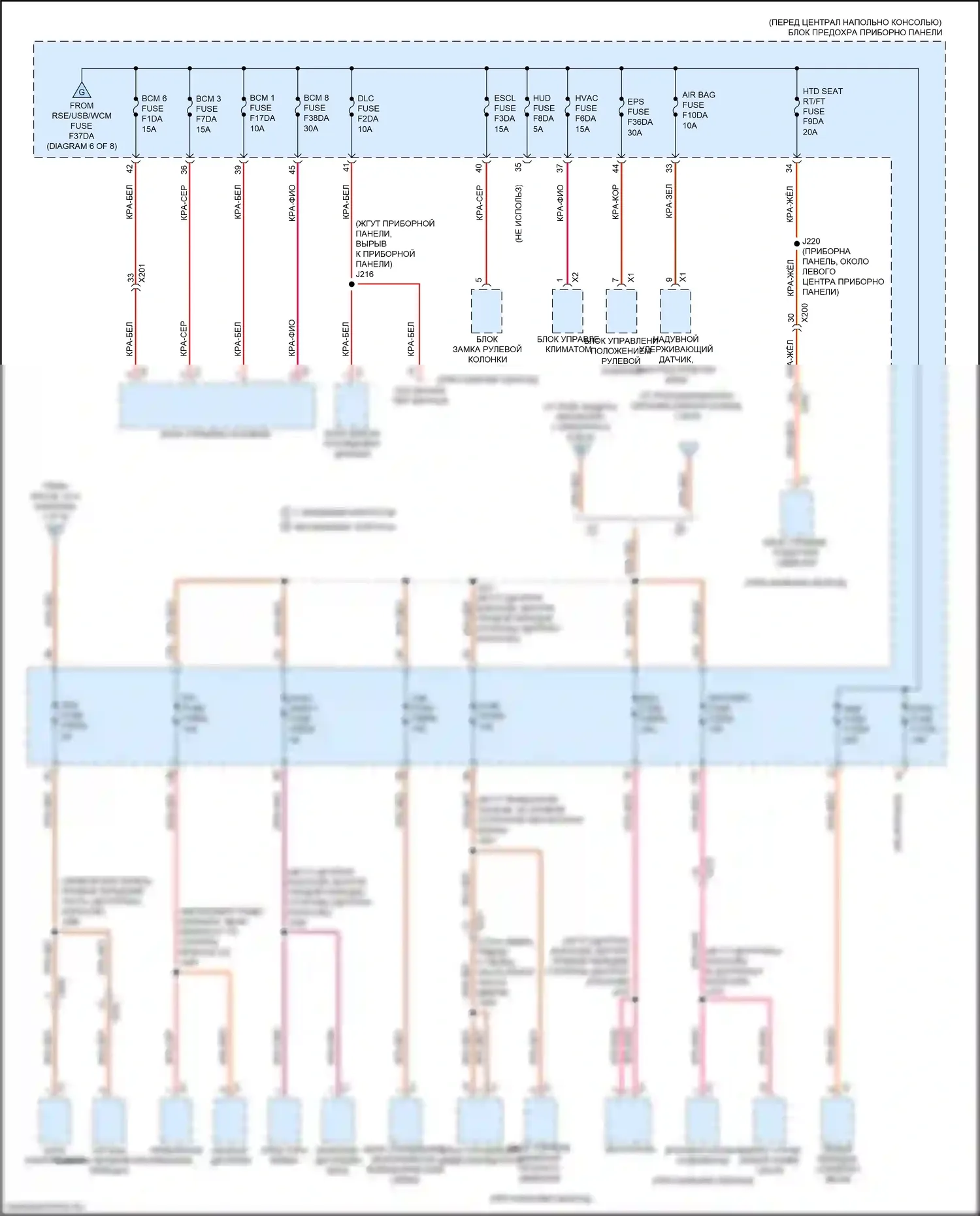 XT5 Cadillac I рестайлинг (2019-2024): Электросхема блока предохранителей реле (7 из 8) 