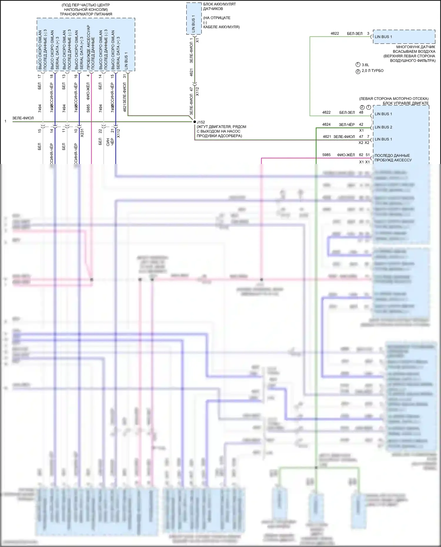 XT5 Cadillac I рестайлинг (2019-2024): Can шина электросхема (10 из 10) 