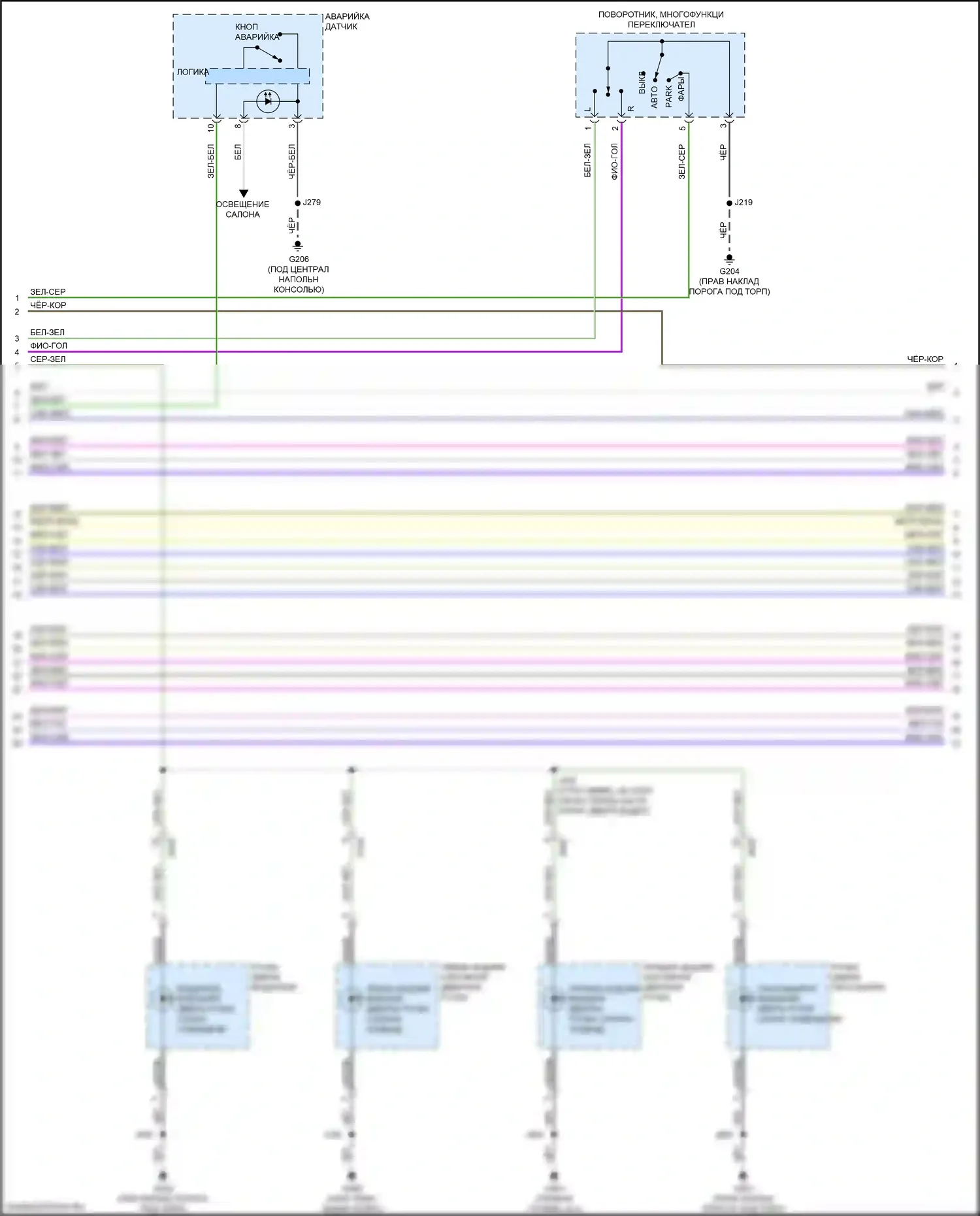 XT5 Cadillac I рестайлинг (2019-2024): Электросхема фар и фонарей (2 из 5) 