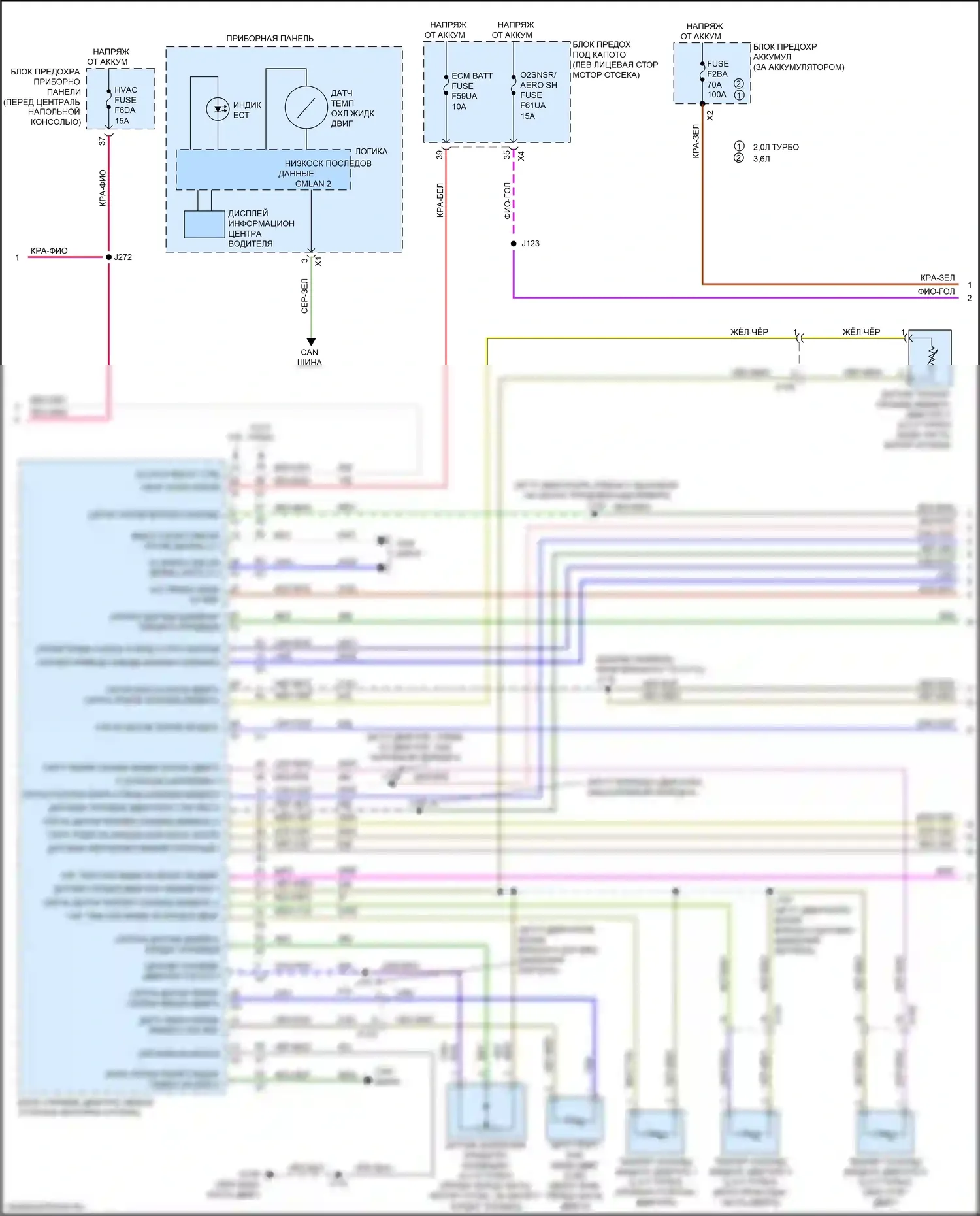 XT5 Cadillac I рестайлинг (2019-2024): Электросхема климат контроля (5 из 6) 