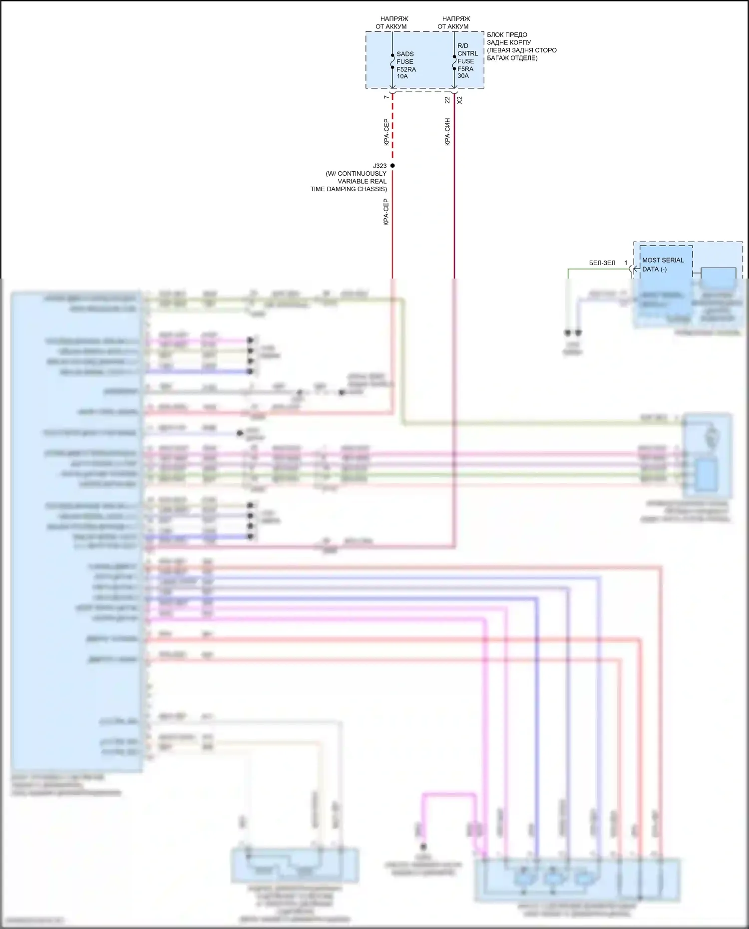 XT5 Cadillac I рестайлинг (2019-2024): Электросхема блокировки заднего дифференциала 