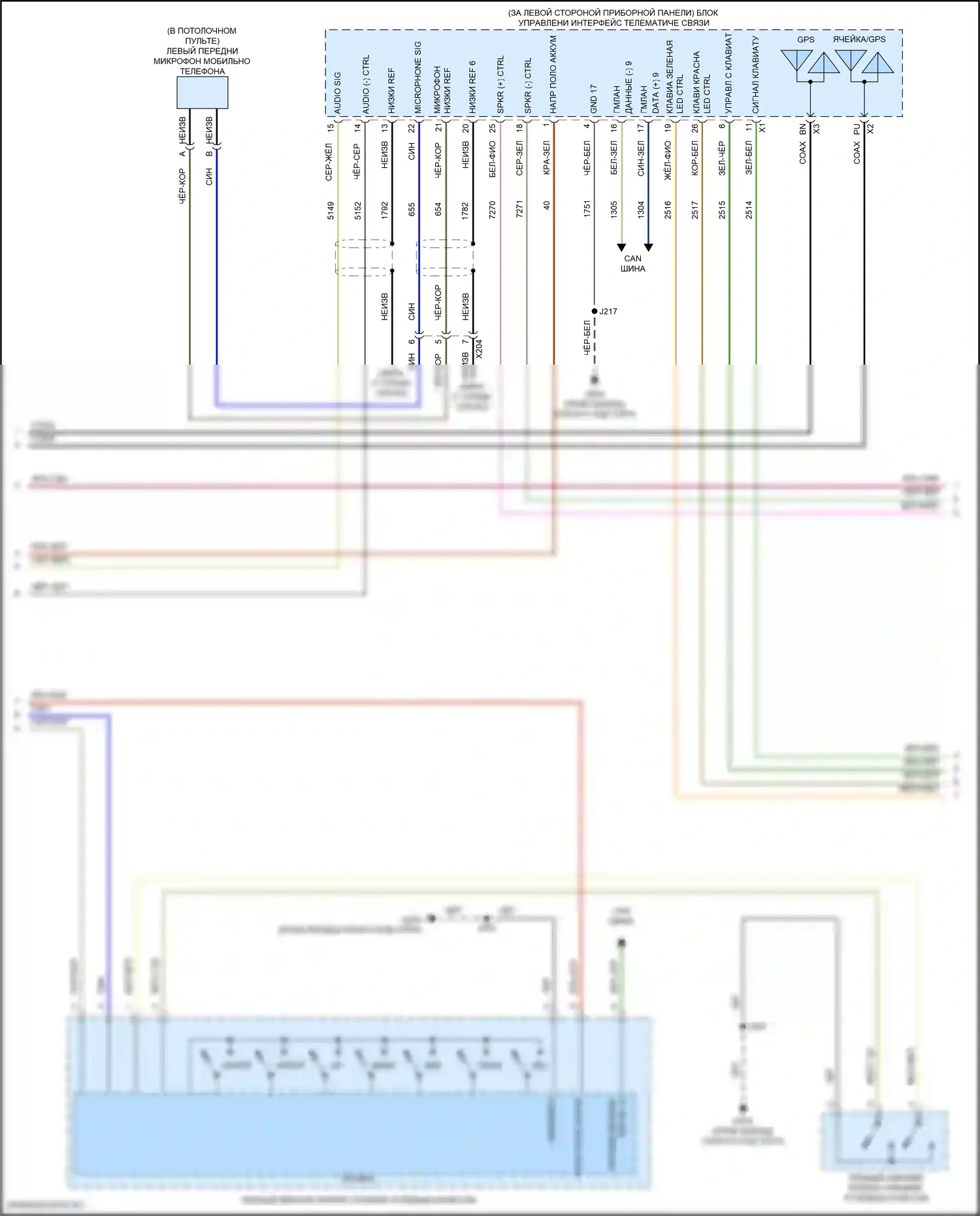 XT5 Cadillac I рестайлинг (2019-2024): Электросхема радиосистемы, без объемного усилителя (3 из 6) 