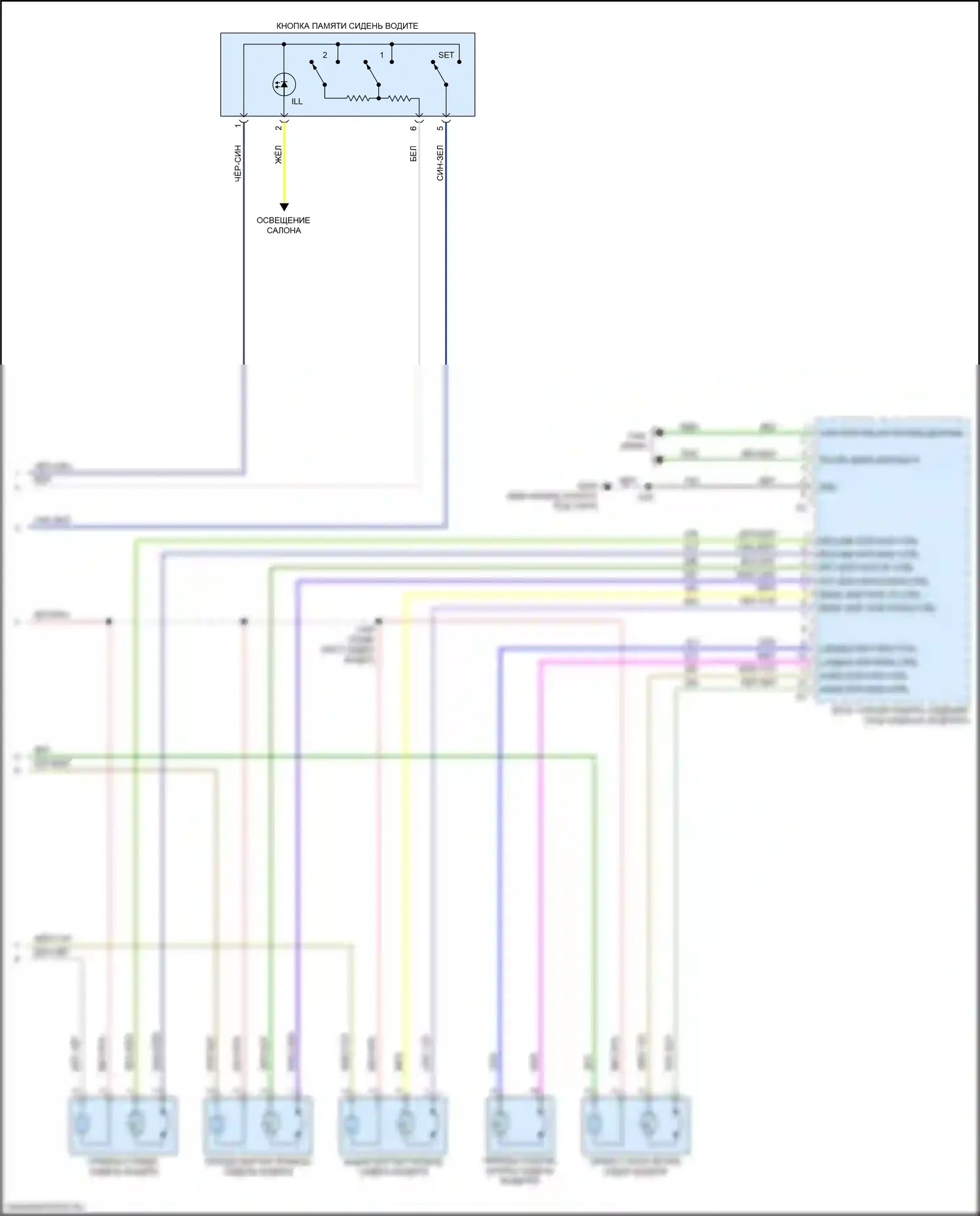 XT5 Cadillac I рестайлинг (2019-2024): Электросхема сиденья памяти водителя (2 из 2) 