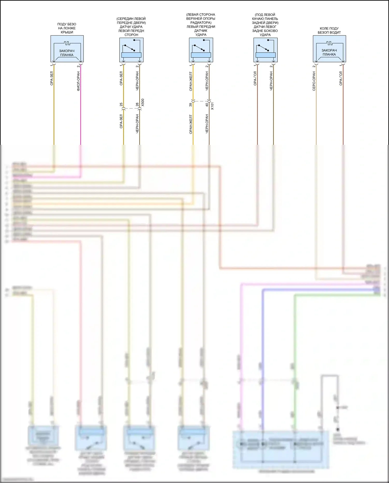 XT5 Cadillac I рестайлинг (2019-2024): Электросхема подушек безопасности (2 из 3) 