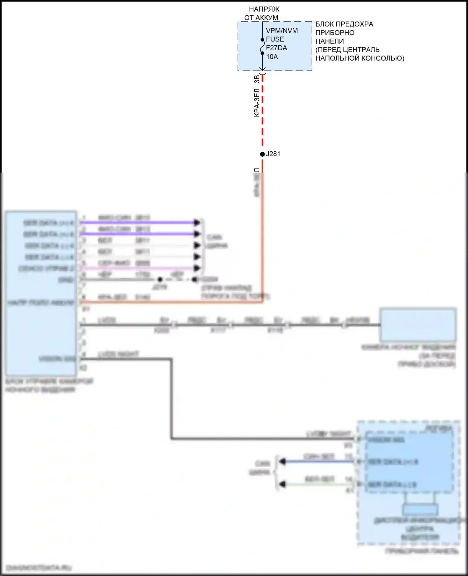 XT5 Cadillac I рестайлинг (2019-2024): Электросхема ночного видения 