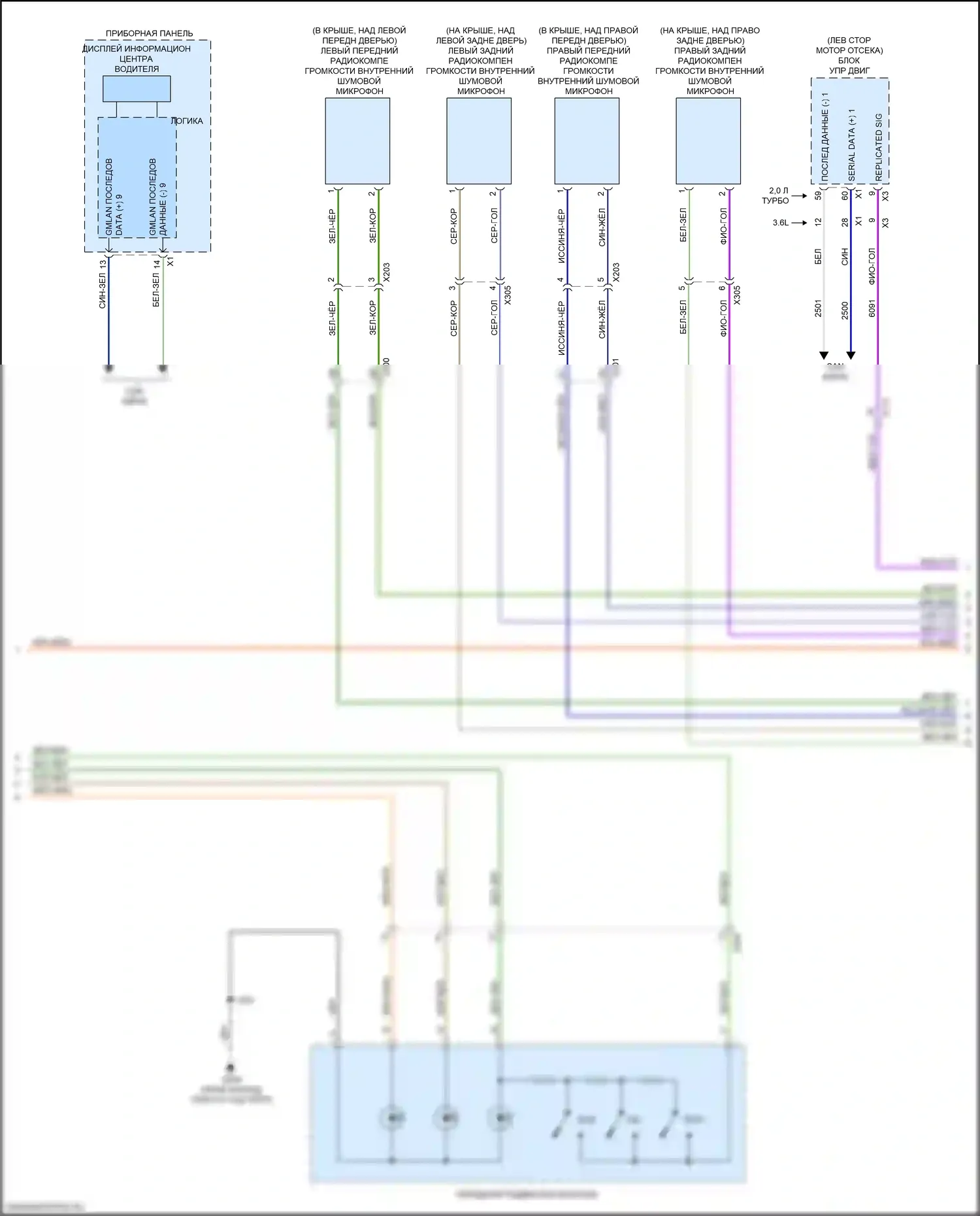 XT5 Cadillac I рестайлинг (2019-2024): Электросхема навигации, с объемным усилителем (5 из 7) 