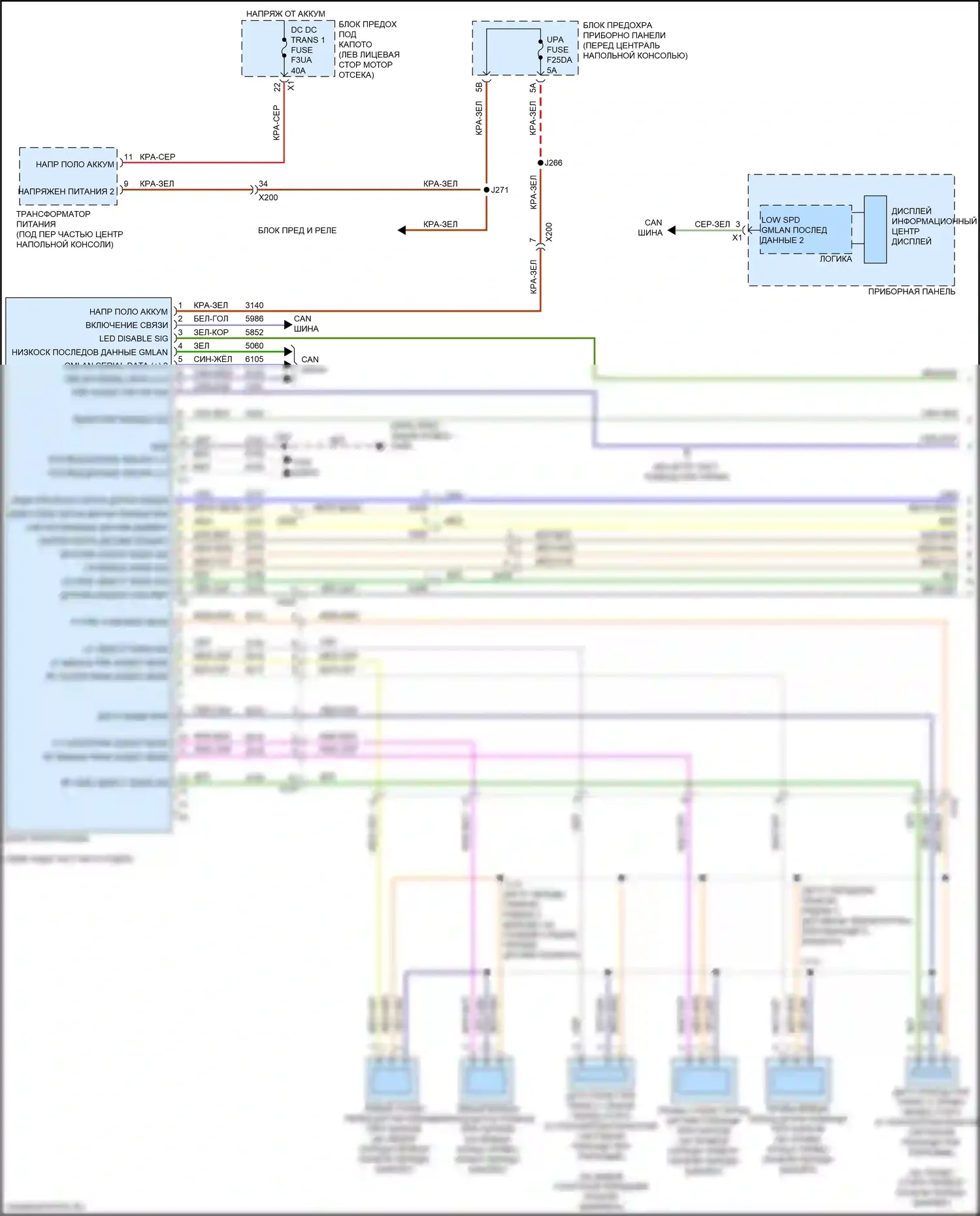 XT5 Cadillac I рестайлинг (2019-2024): Электросхема парктроника (1 из 2) 